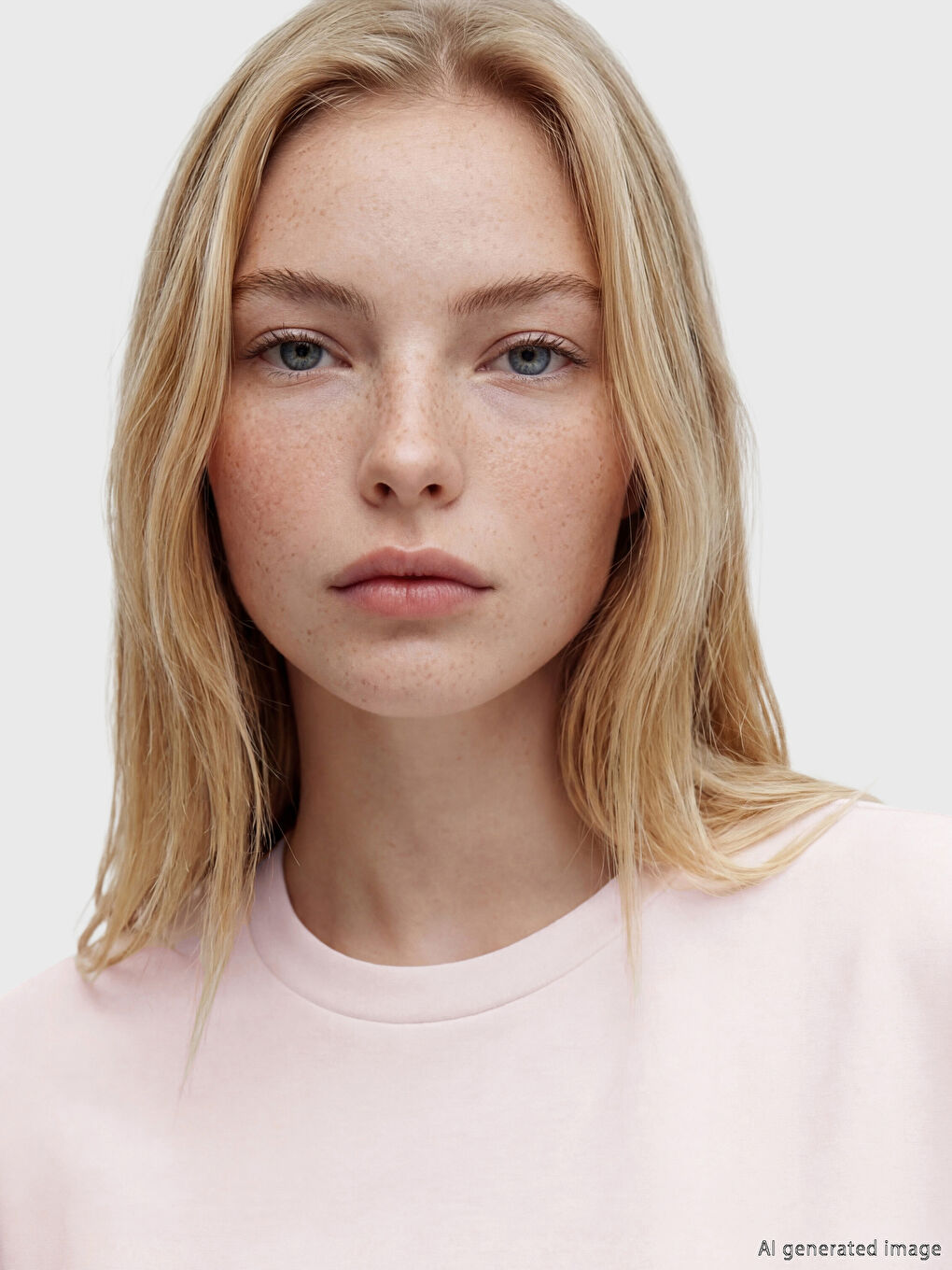 Pembe Bisiklet Yaka Soft Touch Kadın Tişört	-2