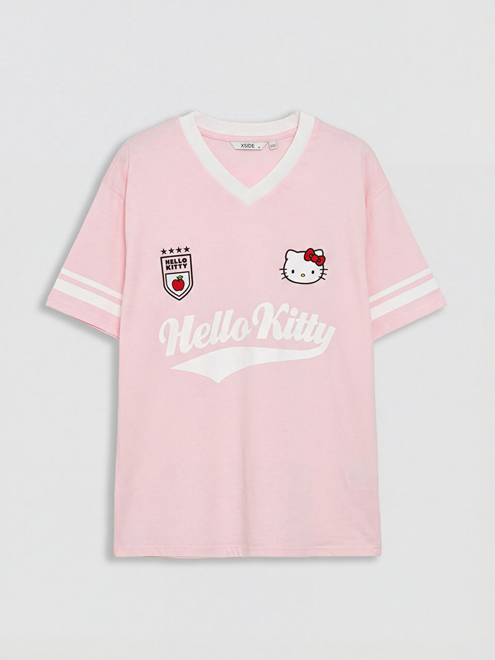 V Neck Hello Kitty Printed Women's T-Shirt