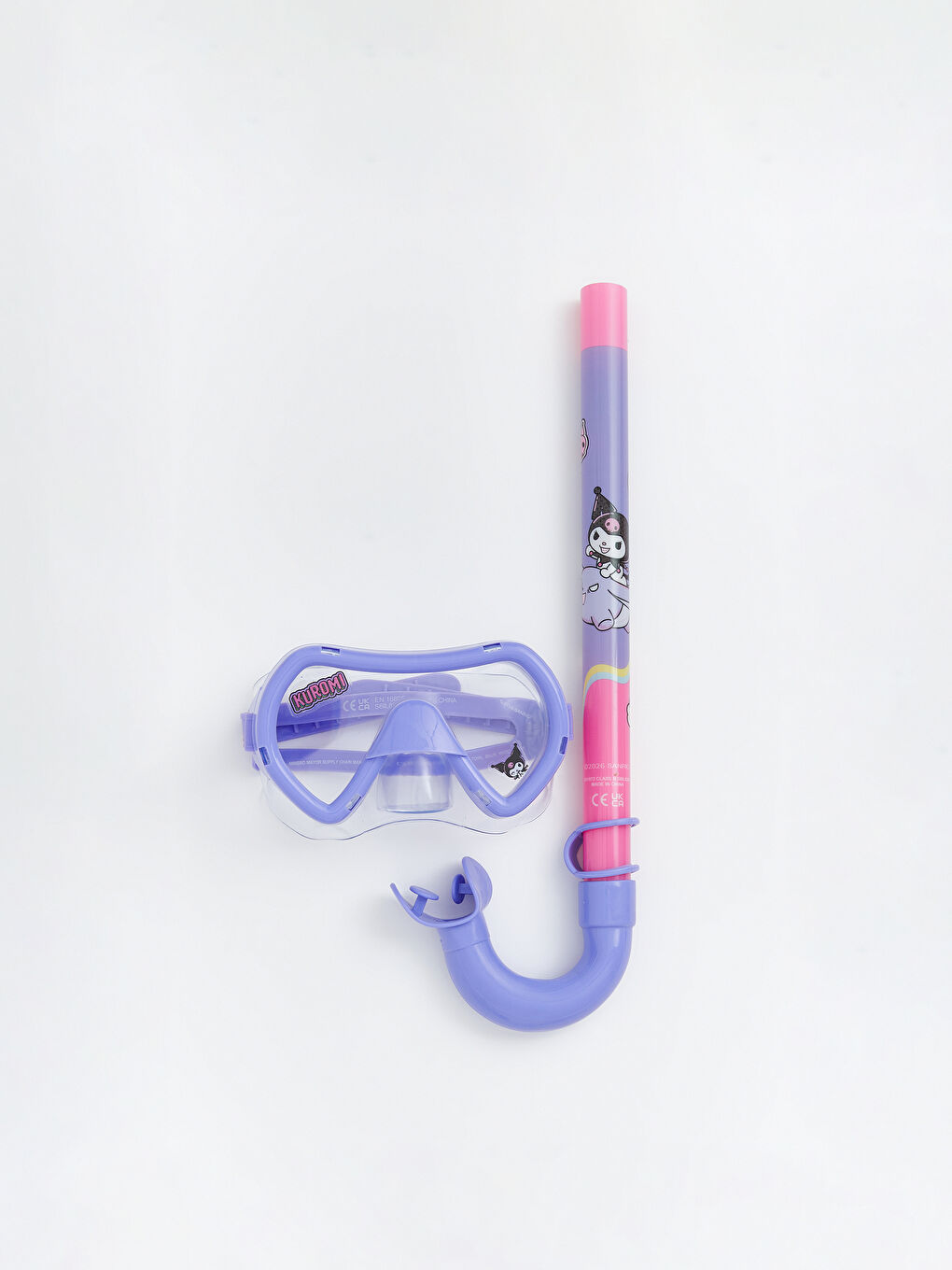 Karışık Kuromi Baskılı Kız Çocuk Deniz Gözlüğü ve Şnorkel-1