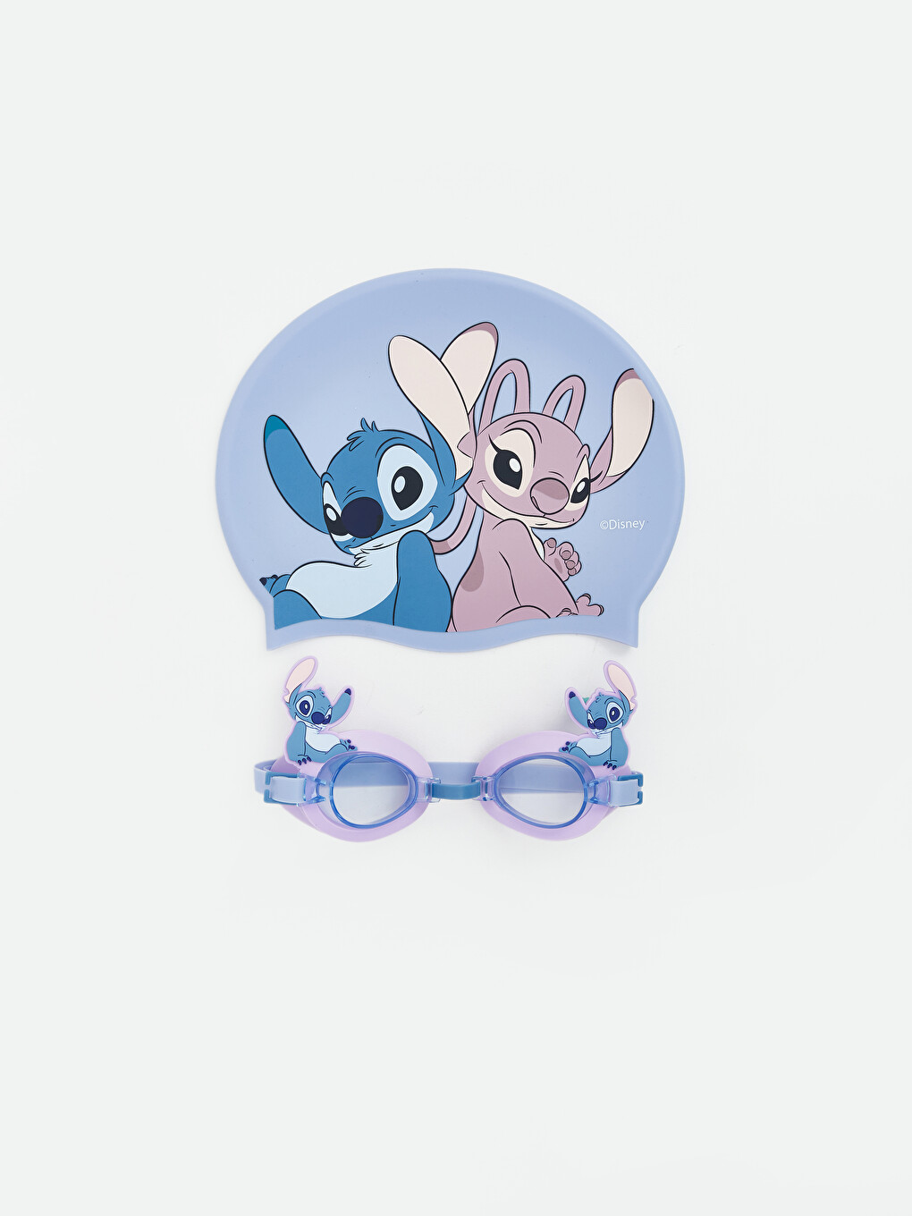 Stitch ნაბეჭდი საბავშვო საცურაო სათვალე და საცურაო ქუდის ნაკრები-1