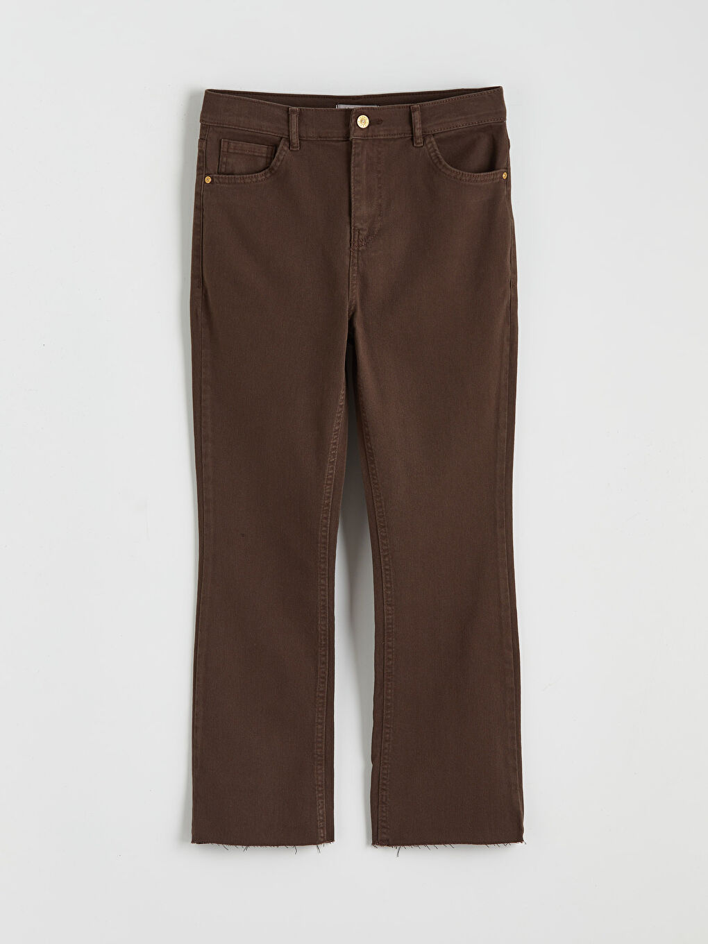 Kahverengi Crop Flare Kadın Jean Pantolon	-4