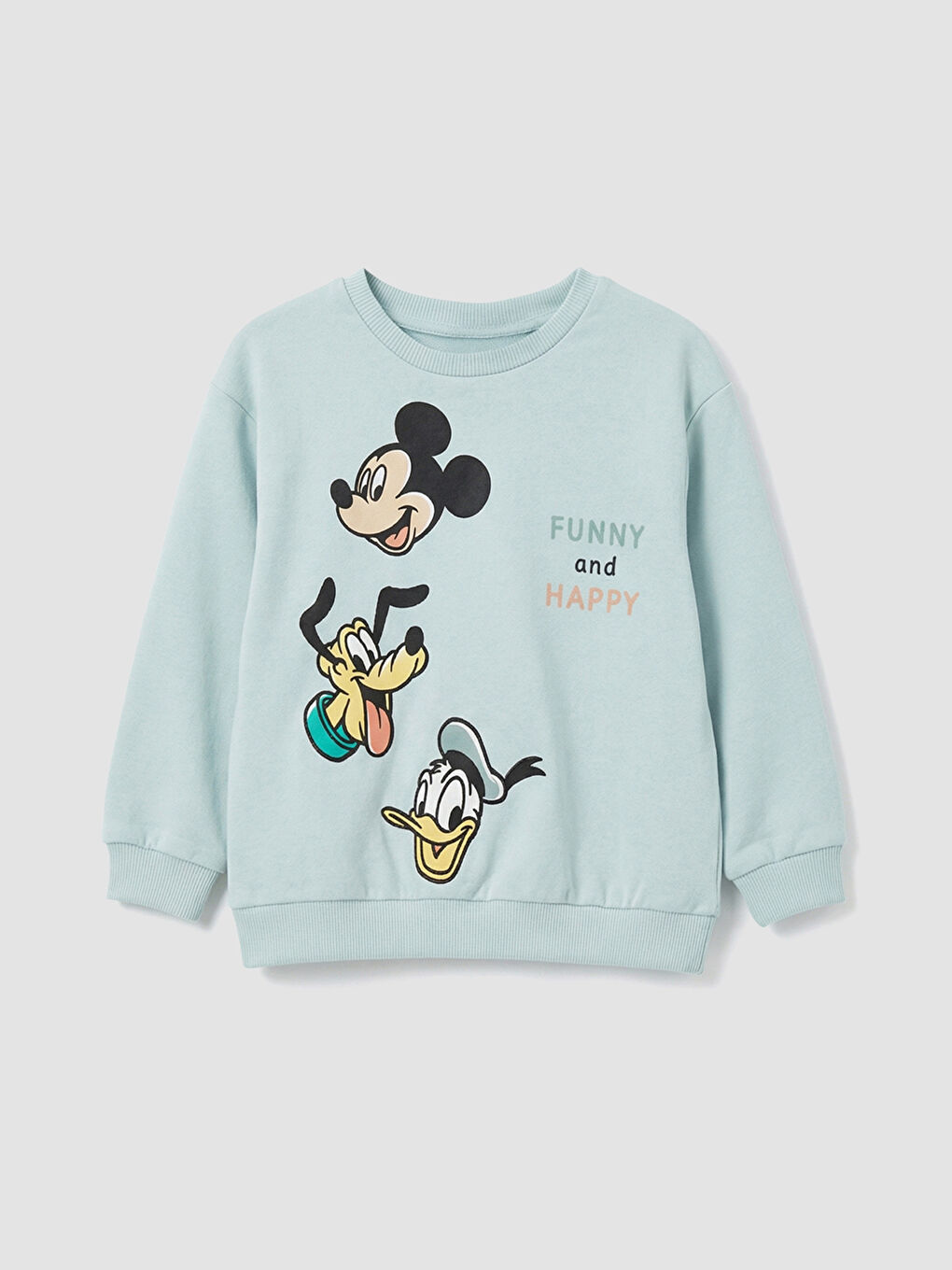 Yeşil Erkek Bebek Mickey Mouse Baskılı Sweatshirt