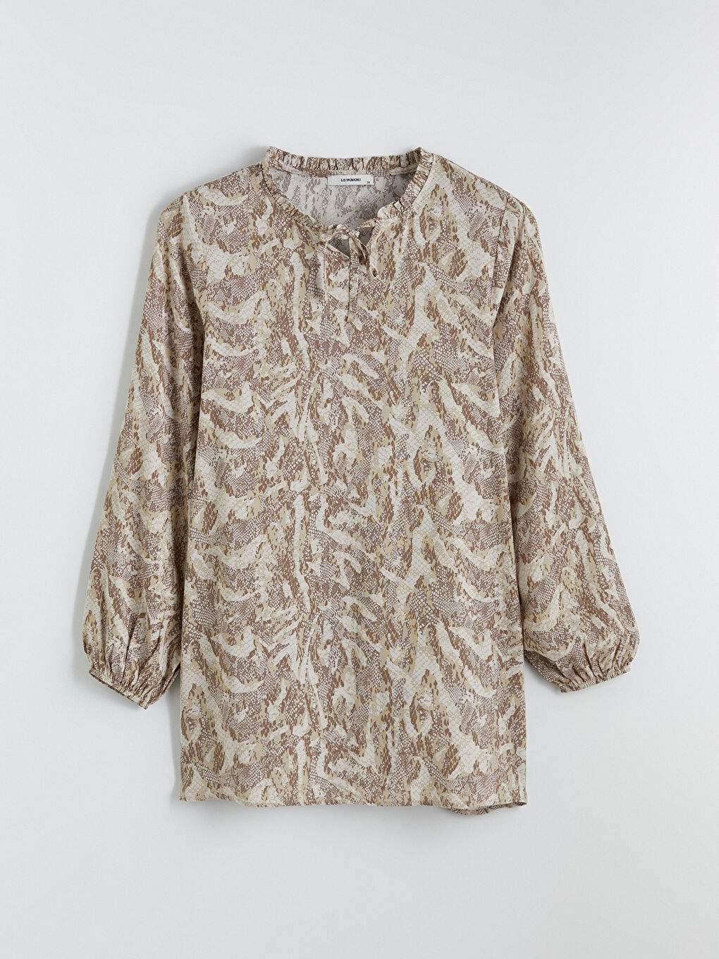 Gri Bağlamalı Yaka Desenli Kadın Tunik-4