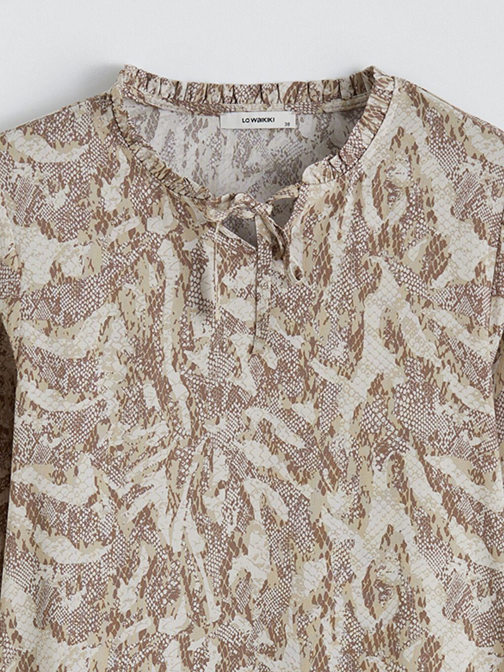 Gri Bağlamalı Yaka Desenli Kadın Tunik-5