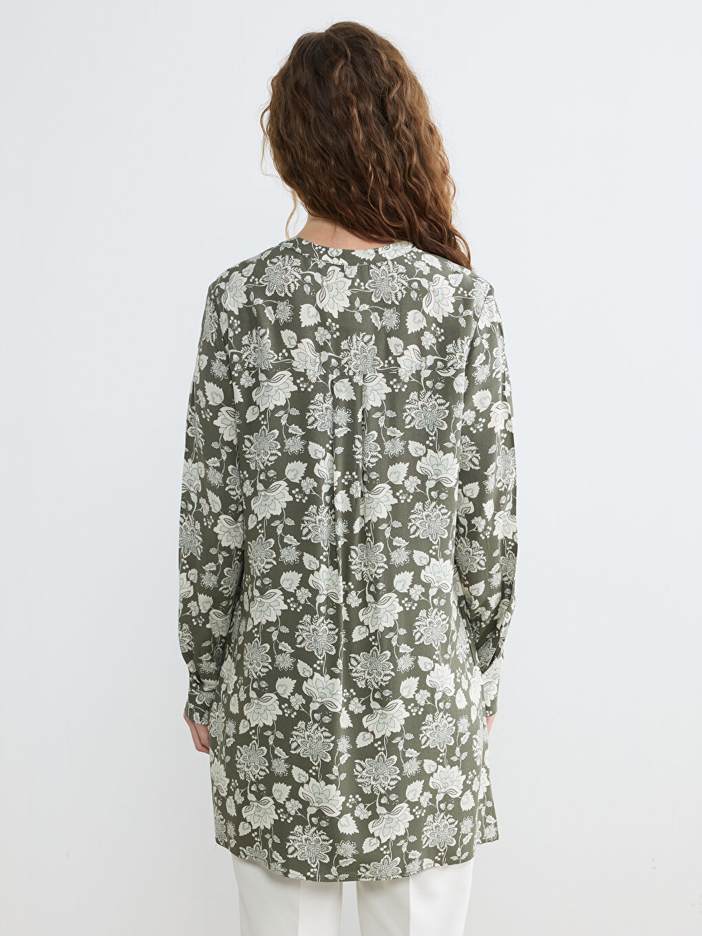 Hakim Yaka Çiçekli Kadın Tunik-3