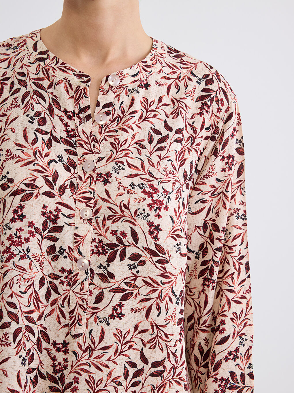 Turuncu Hakim Yaka Çiçekli Kadın Tunik-2