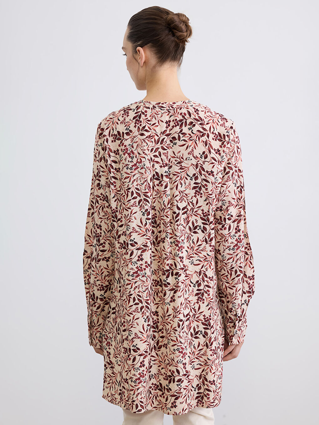Turuncu Hakim Yaka Çiçekli Kadın Tunik-3
