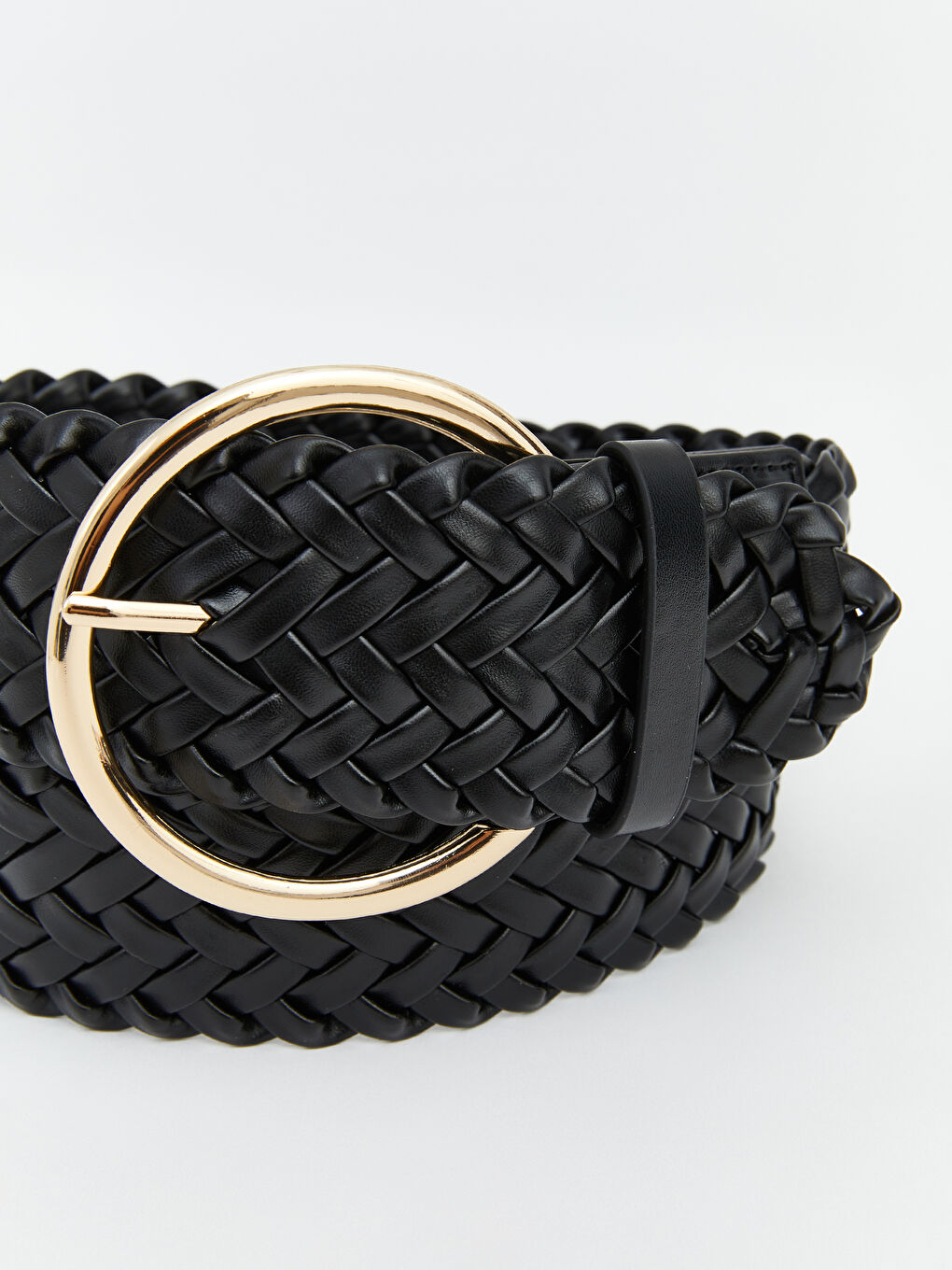 Siyah Örgü Tasarımlı Tokalı Kadın Kemer-1