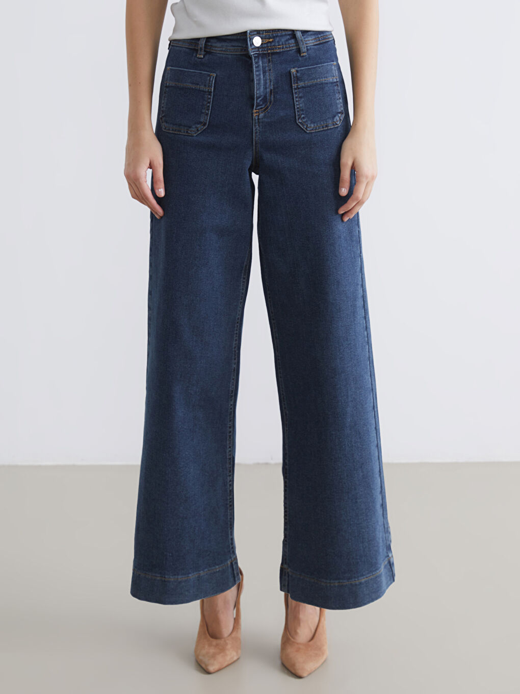 İndigo Wideleg Kadın Jean Pantolon-1