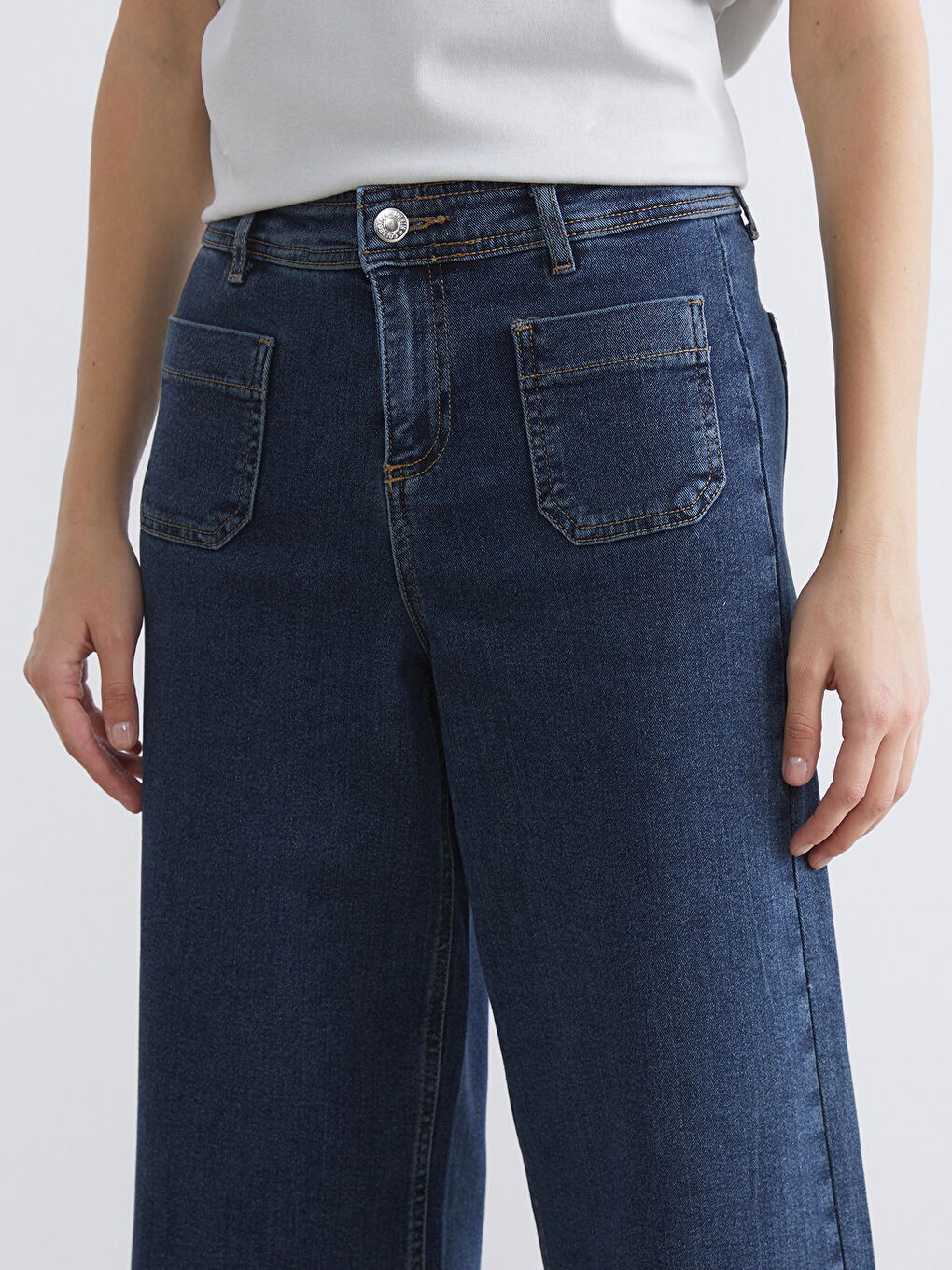 İndigo Wideleg Kadın Jean Pantolon-2