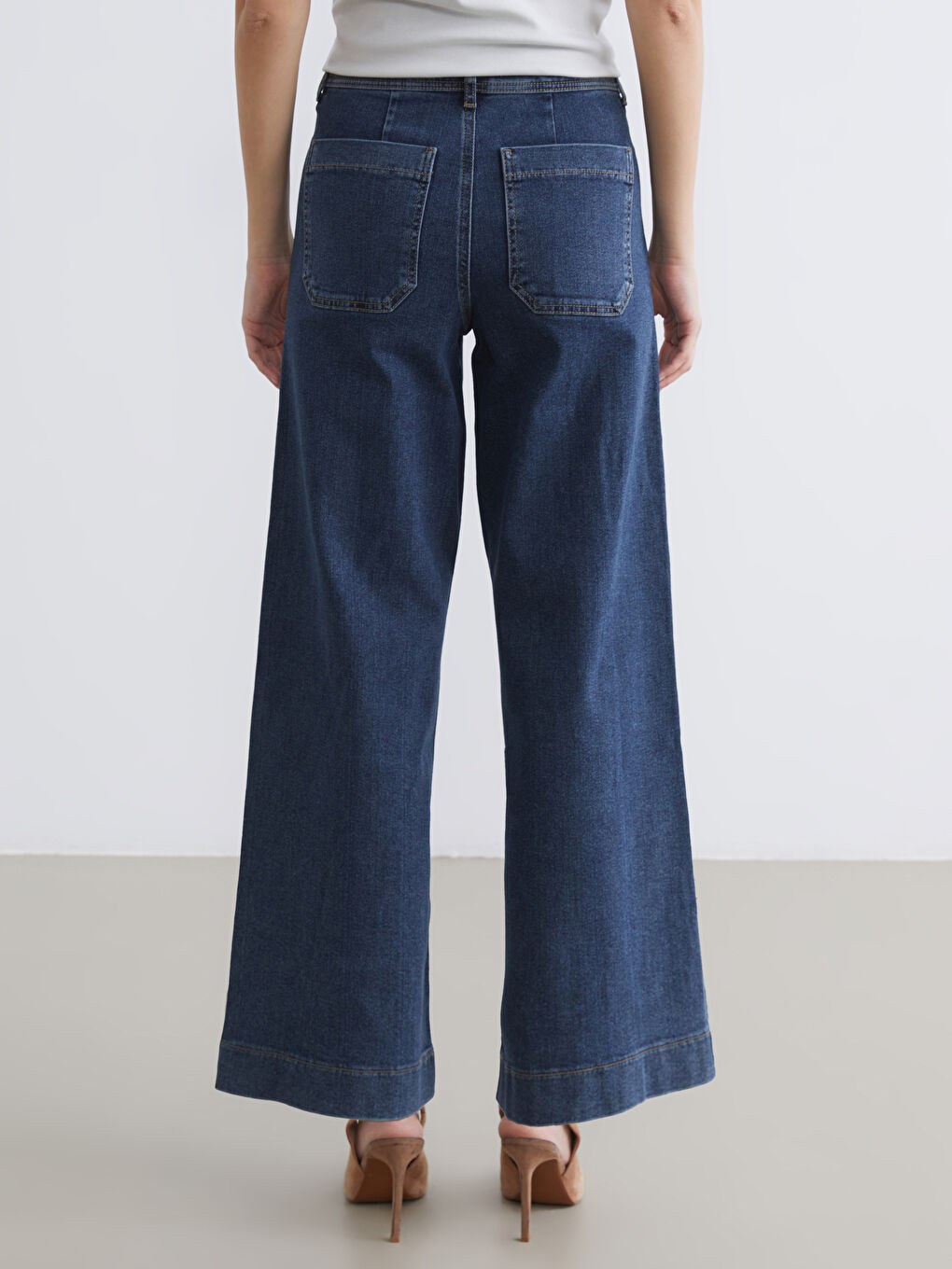 İndigo Wideleg Kadın Jean Pantolon-3