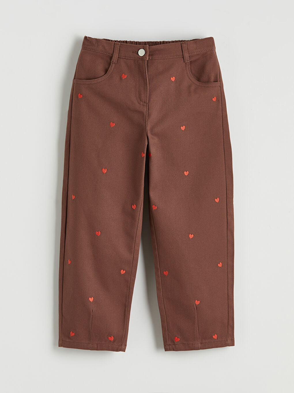 Izvezene pantalone od gabardina za devojčice u opuštenom kroju