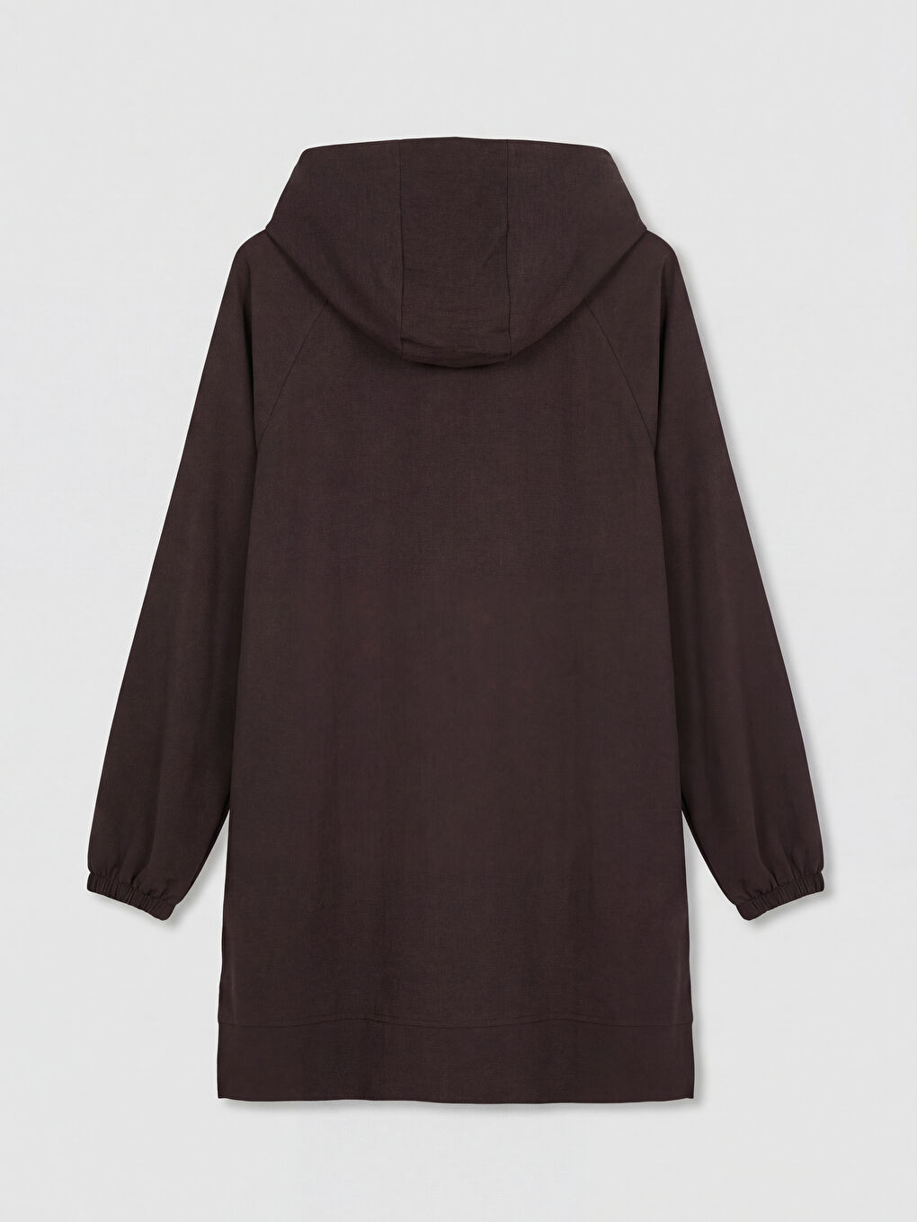 Kahverengi Kapüşonlu Oversize Kadın Tunik-1