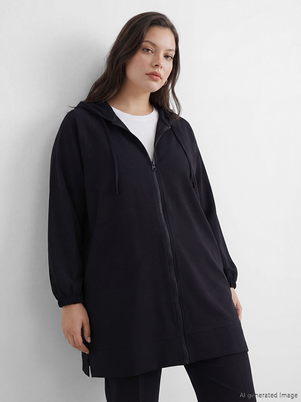 Oversized hooded tunic for women.-1