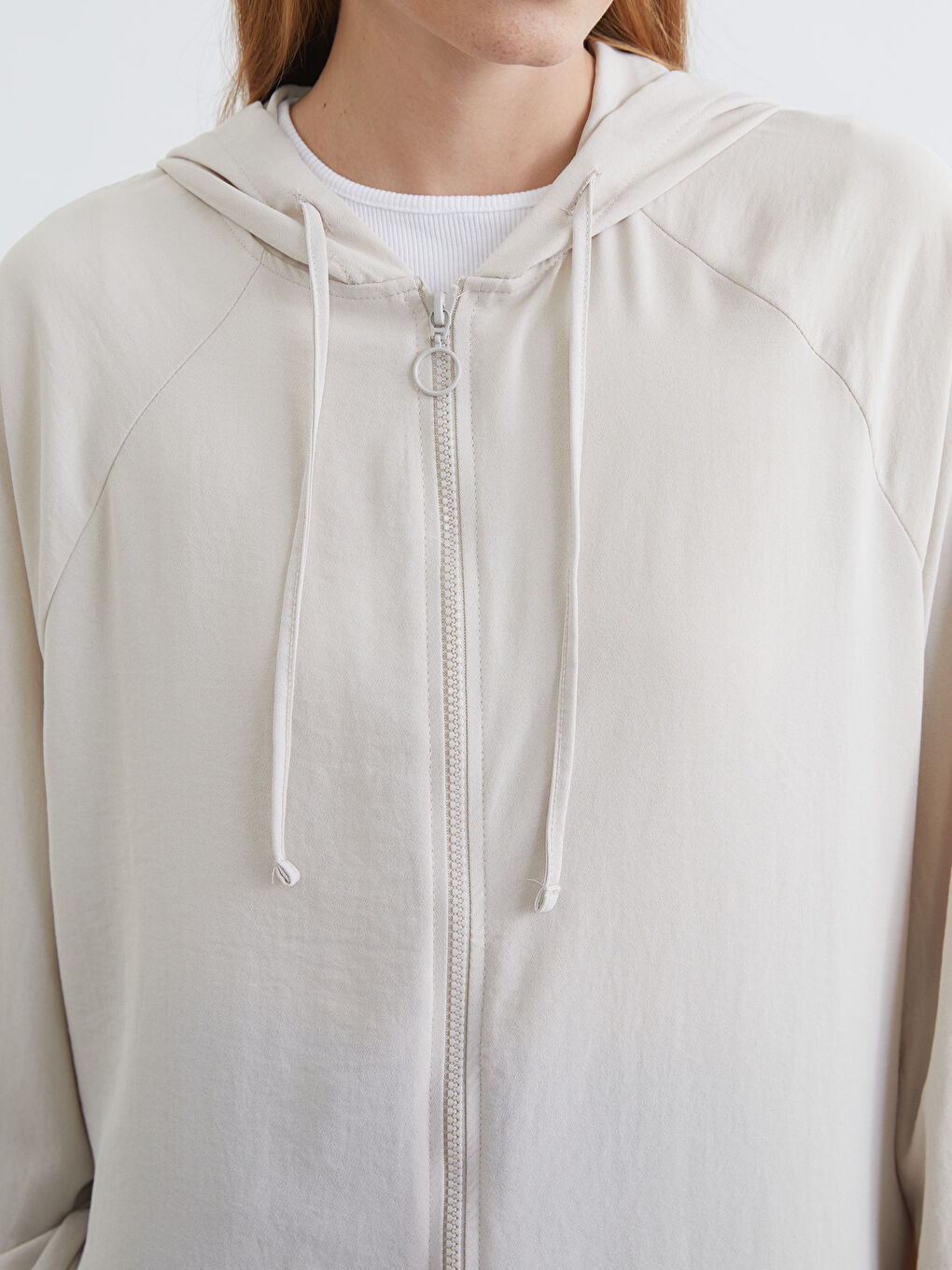 Bej Kapüşonlu Oversize Kadın Tunik-2