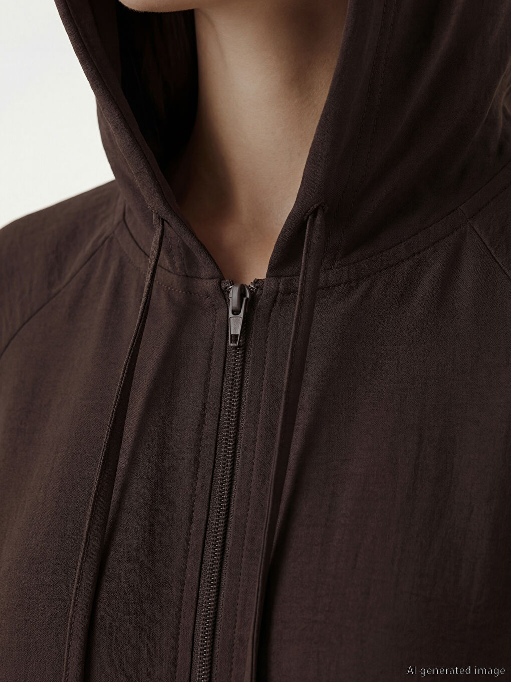 Kahverengi Kapüşonlu Oversize Kadın Tunik-2