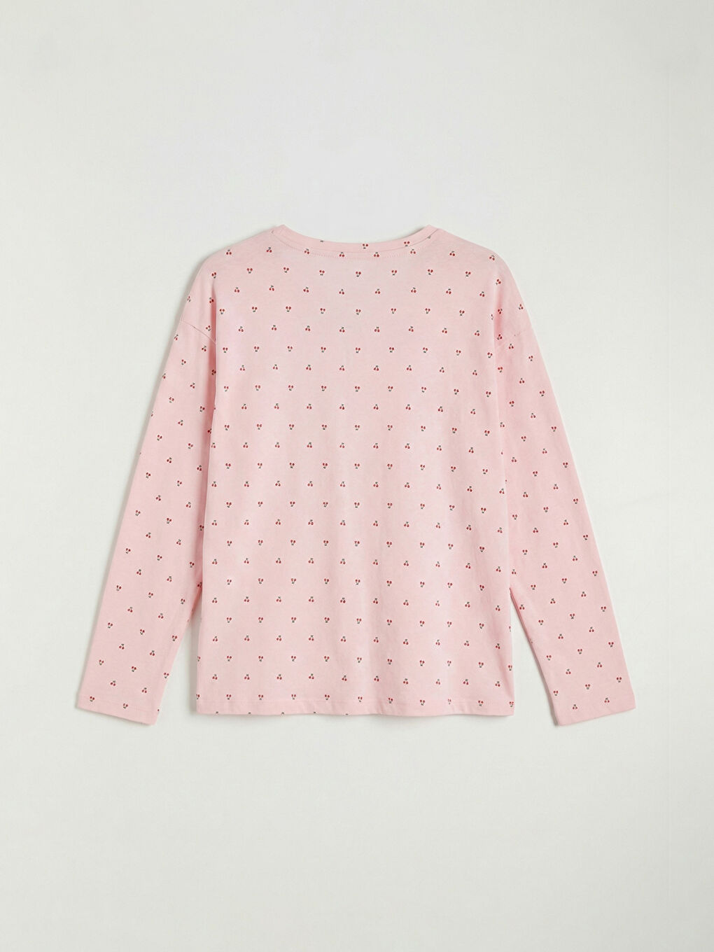 Pembe Bisiklet Yaka Desenli Kadın Pijama Üstü-1