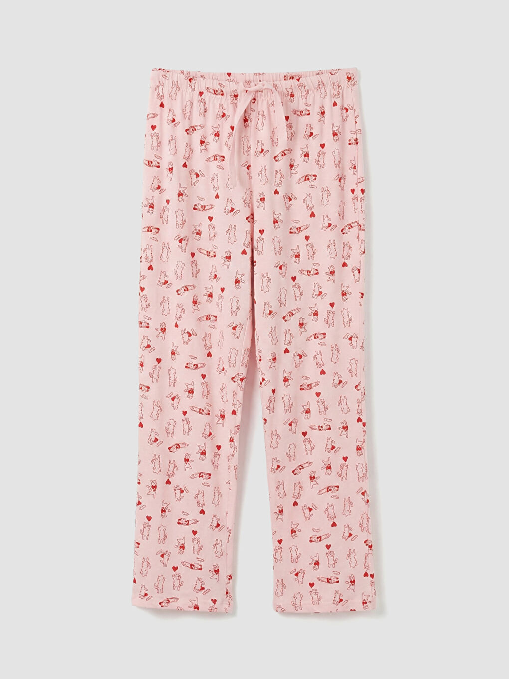 Pembe Bisiklet Yaka Baskılı Kadın Pijama Takım-3