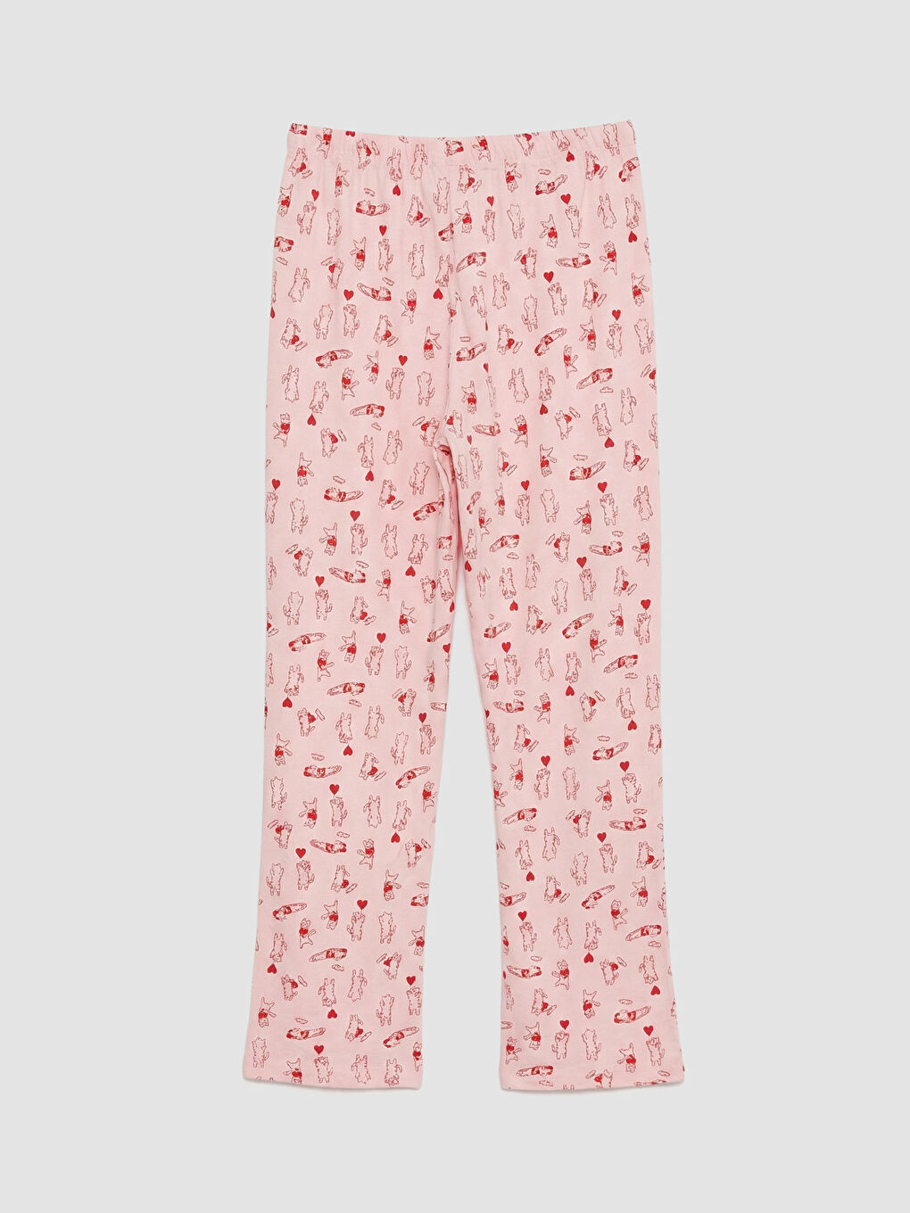 Pembe Bisiklet Yaka Baskılı Kadın Pijama Takım-4