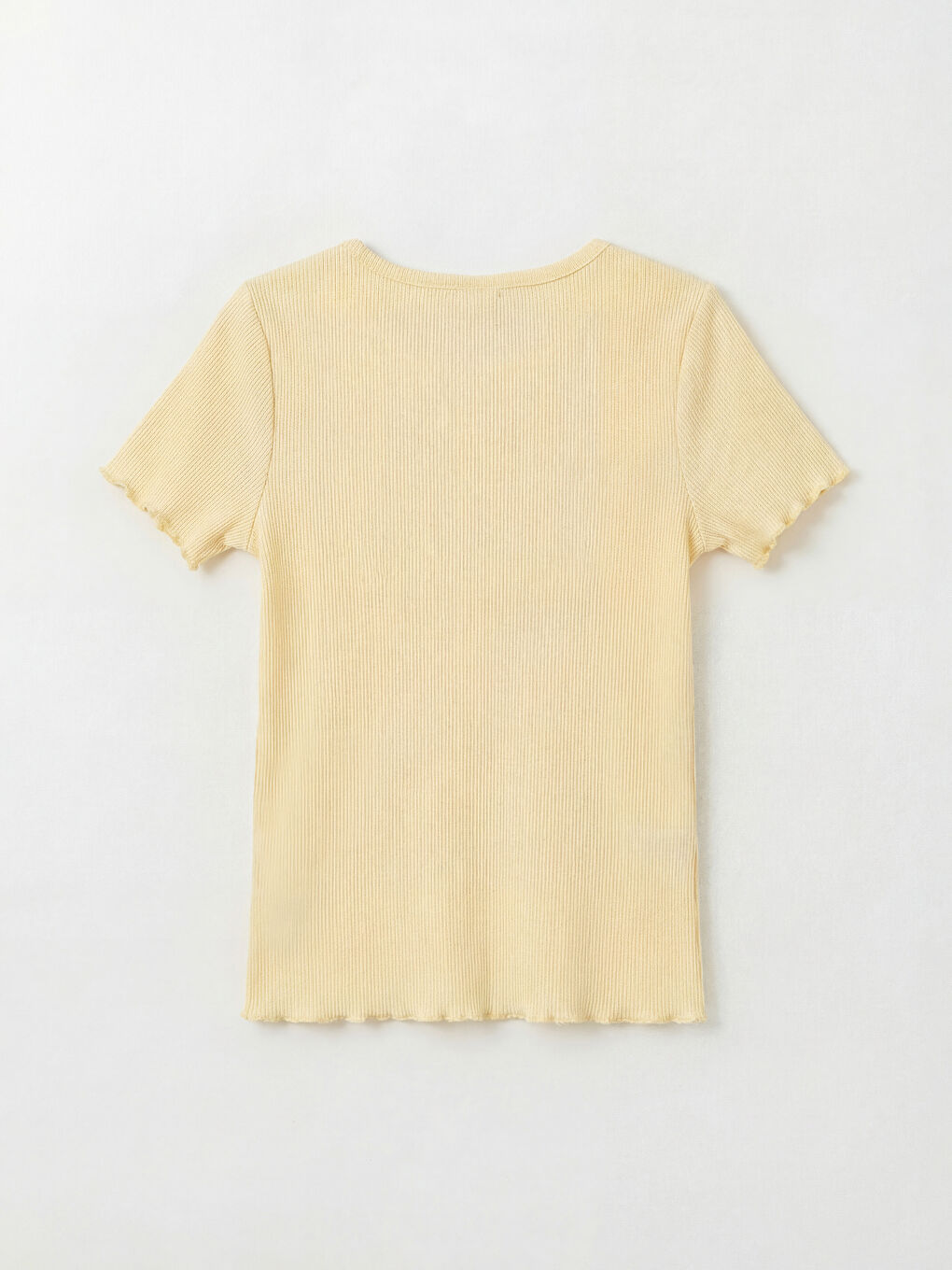 Sarı Bisiklet Yaka Çiçekli Kız Çocuk Tişört-1