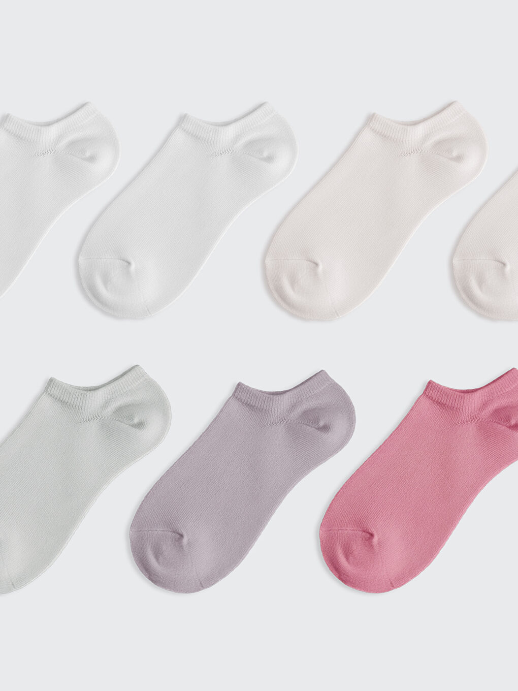 Pembe Kadın Sneaker Çorap 7'li-1