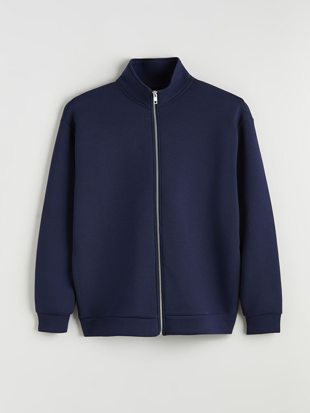 Lacivert Dik Yaka Erkek Fermuarlı Sweatshirt-4