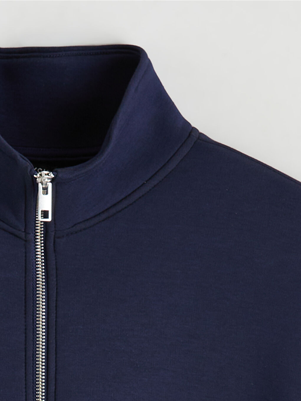 Lacivert Dik Yaka Erkek Fermuarlı Sweatshirt-5