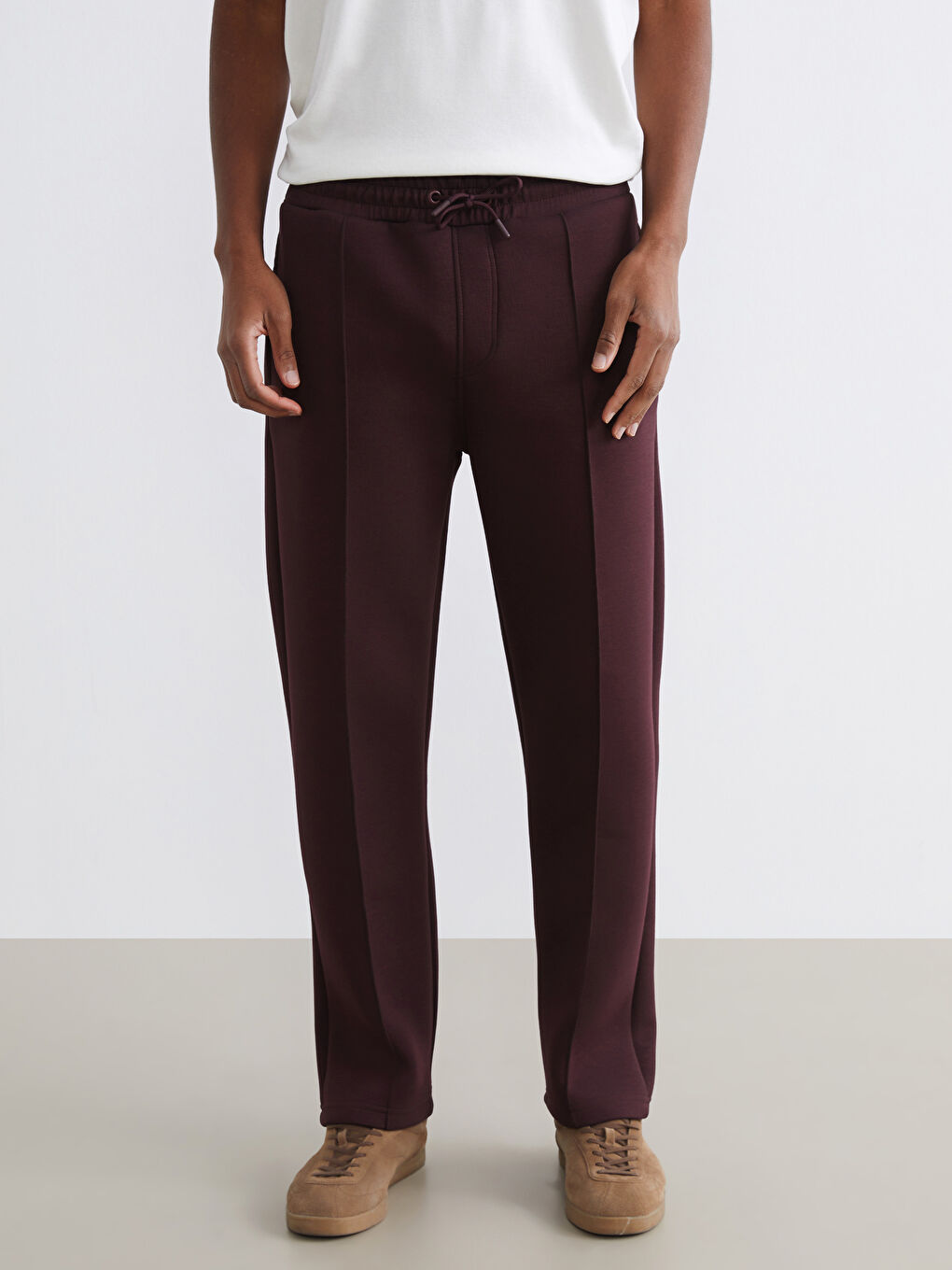 Bordo Loose Fit Erkek Eşofman Altı-1