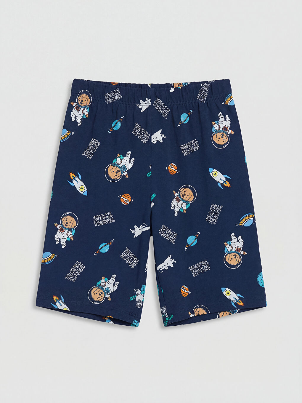 Mavi Bisiklet Yaka Erkek Çocuk Şortlu Pijama Takımı-2