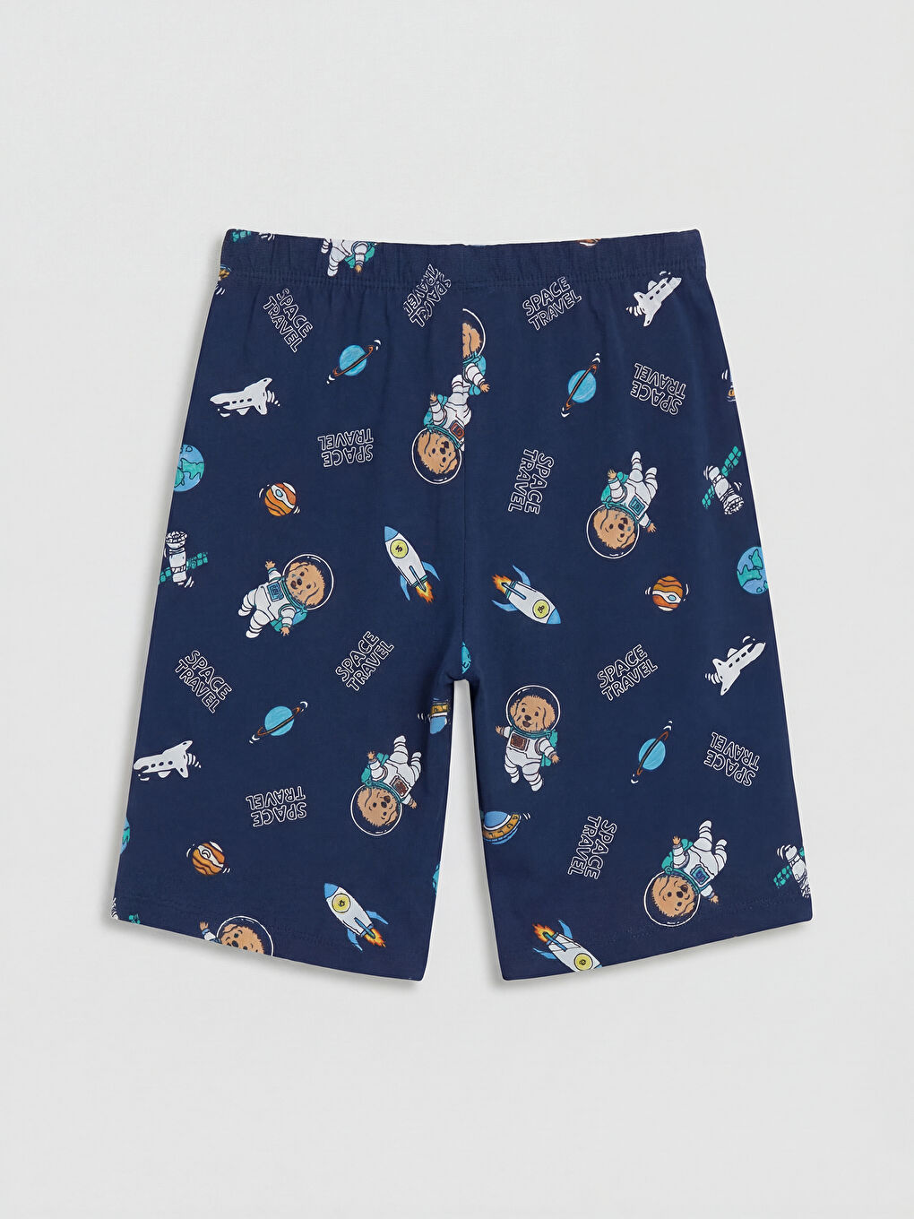 Mavi Bisiklet Yaka Erkek Çocuk Şortlu Pijama Takımı-4