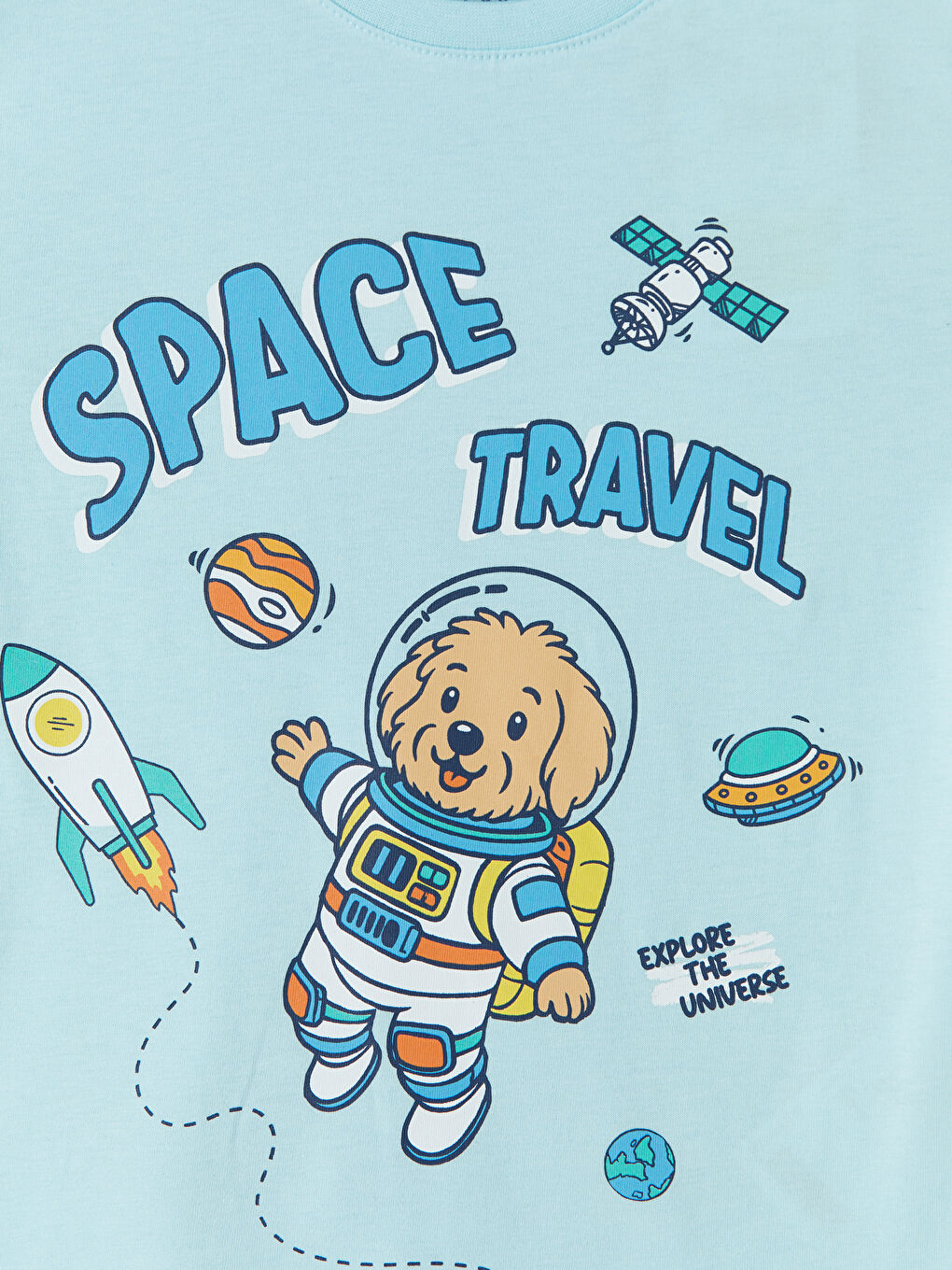 Mavi Bisiklet Yaka Erkek Çocuk Şortlu Pijama Takımı-5