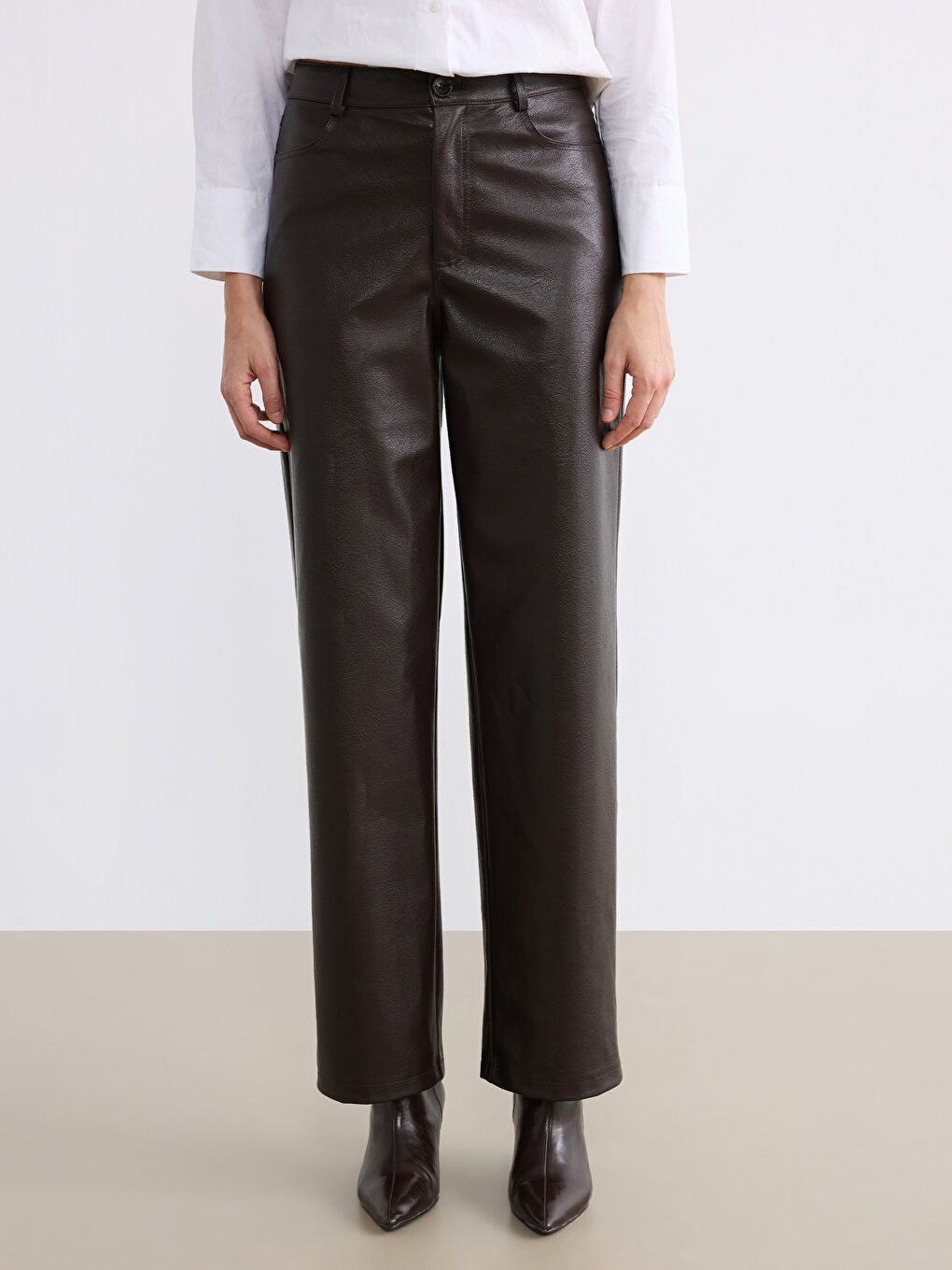 Стандартные женские брюки из искусственной кожи-2