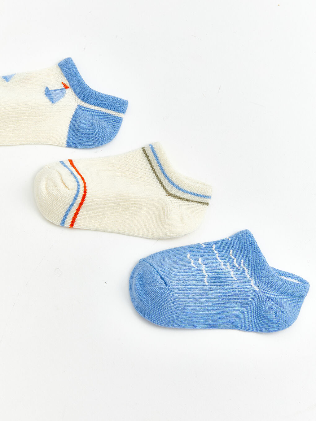 Ekru Baskılı Erkek Bebek Patik Çorap 3'lü-1