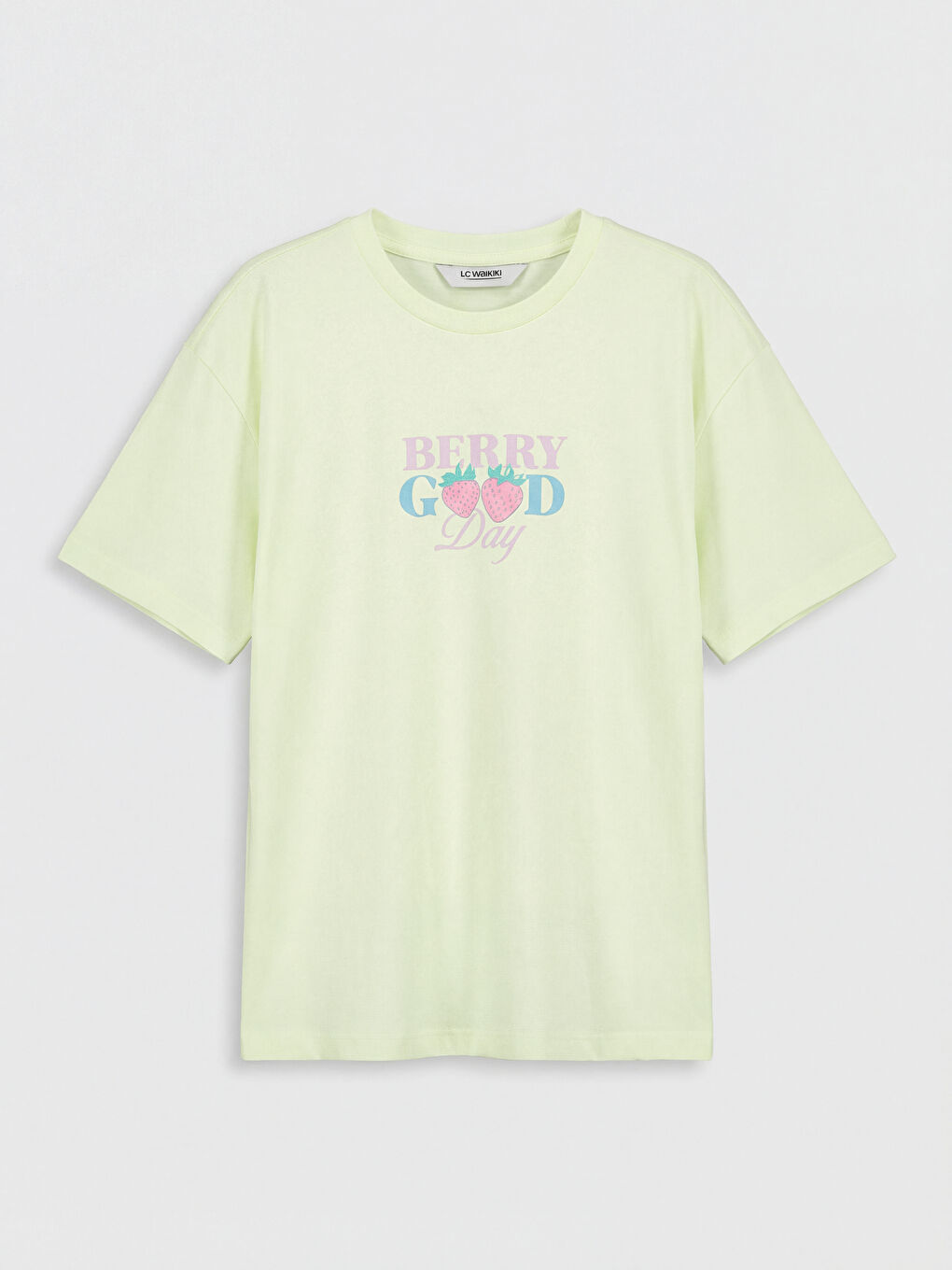 Crew Neck Printed Girls' T-Shirt