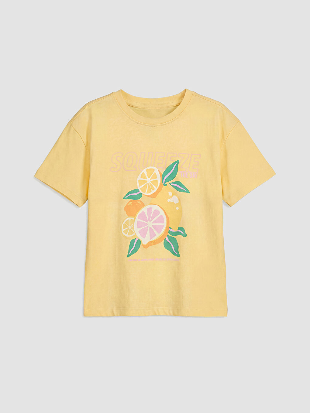 Crew Neck Printed Girls' T-Shirt