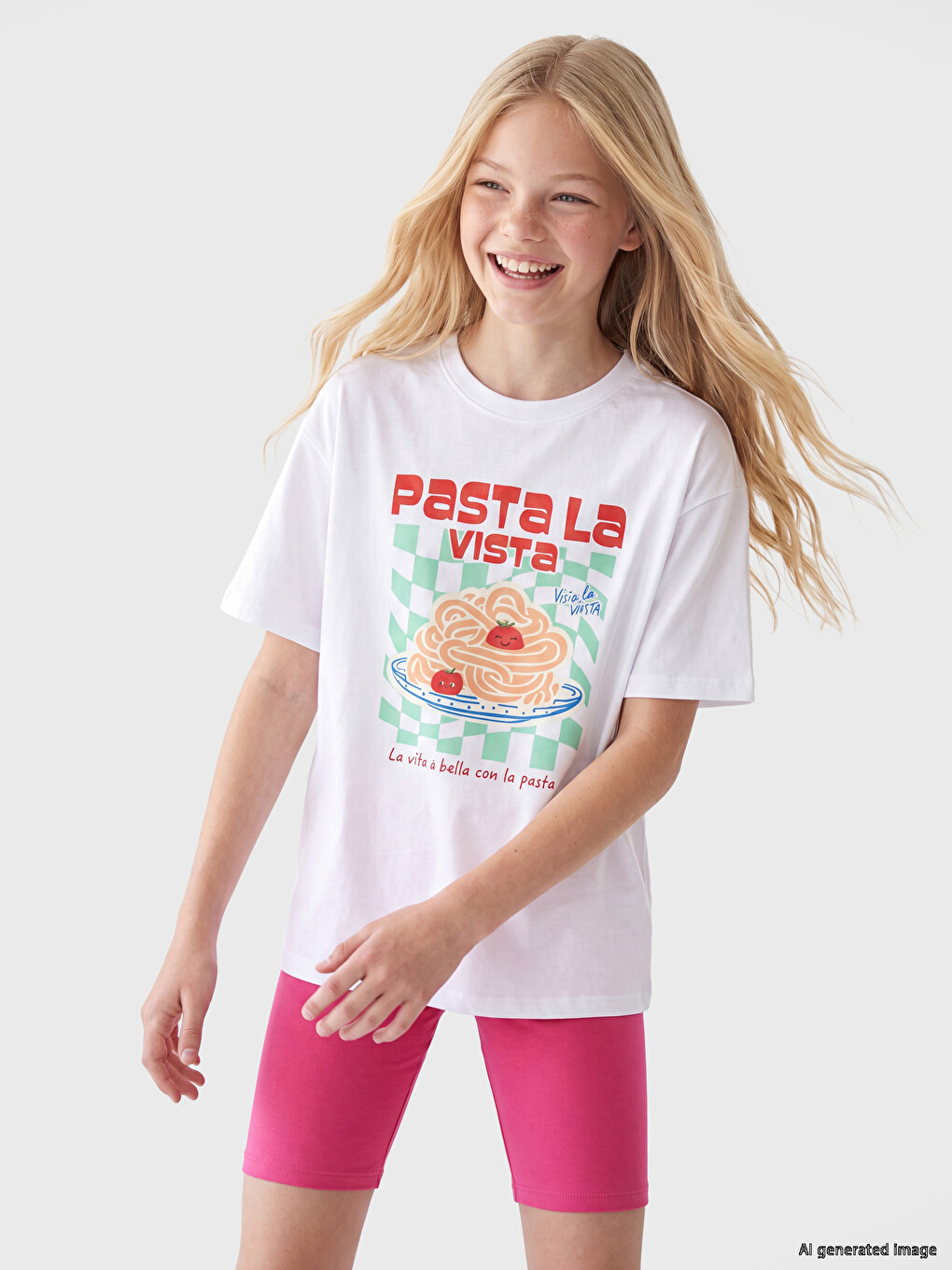 Crew Neck Printed Girls' T-shirt