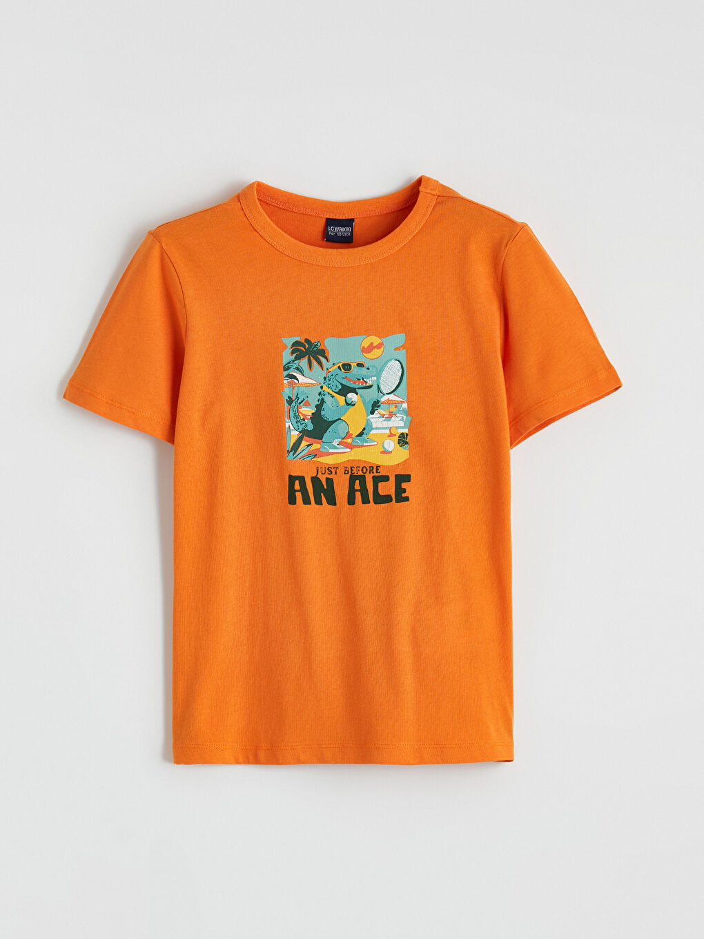 Turuncu Bisiklet Yaka Baskılı Erkek Çocuk Tişört