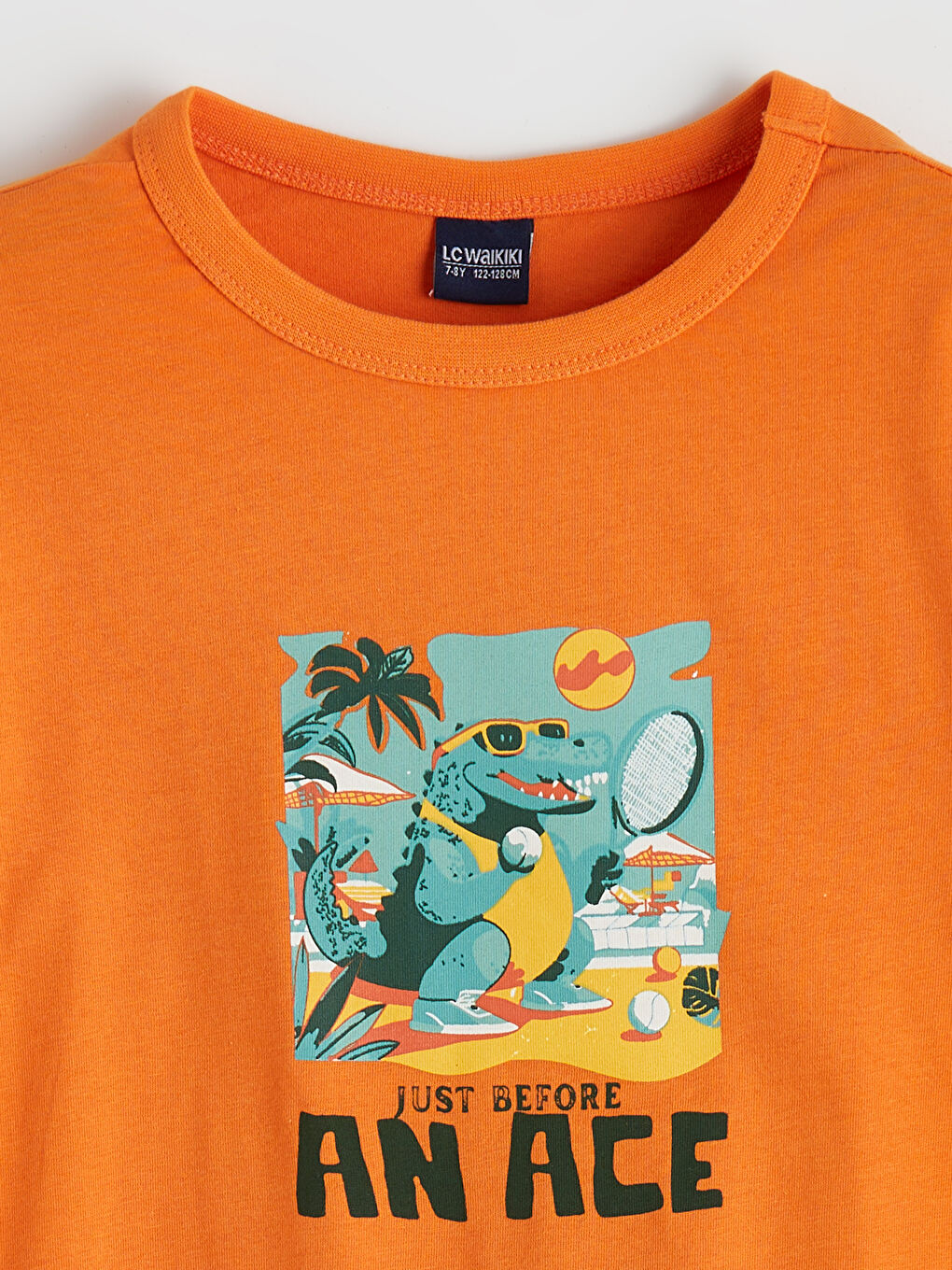 Turuncu Bisiklet Yaka Baskılı Erkek Çocuk Tişört-1