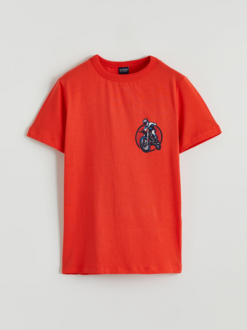 Turuncu Bisiklet Yaka Baskılı Erkek Çocuk Tişört