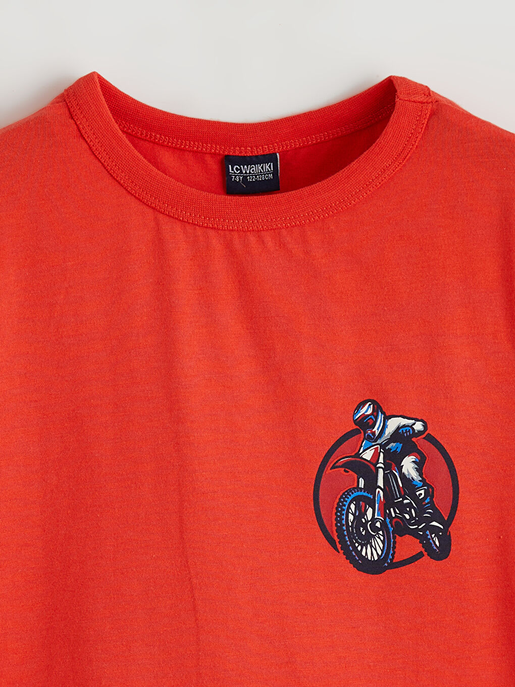 Turuncu Bisiklet Yaka Baskılı Erkek Çocuk Tişört-1