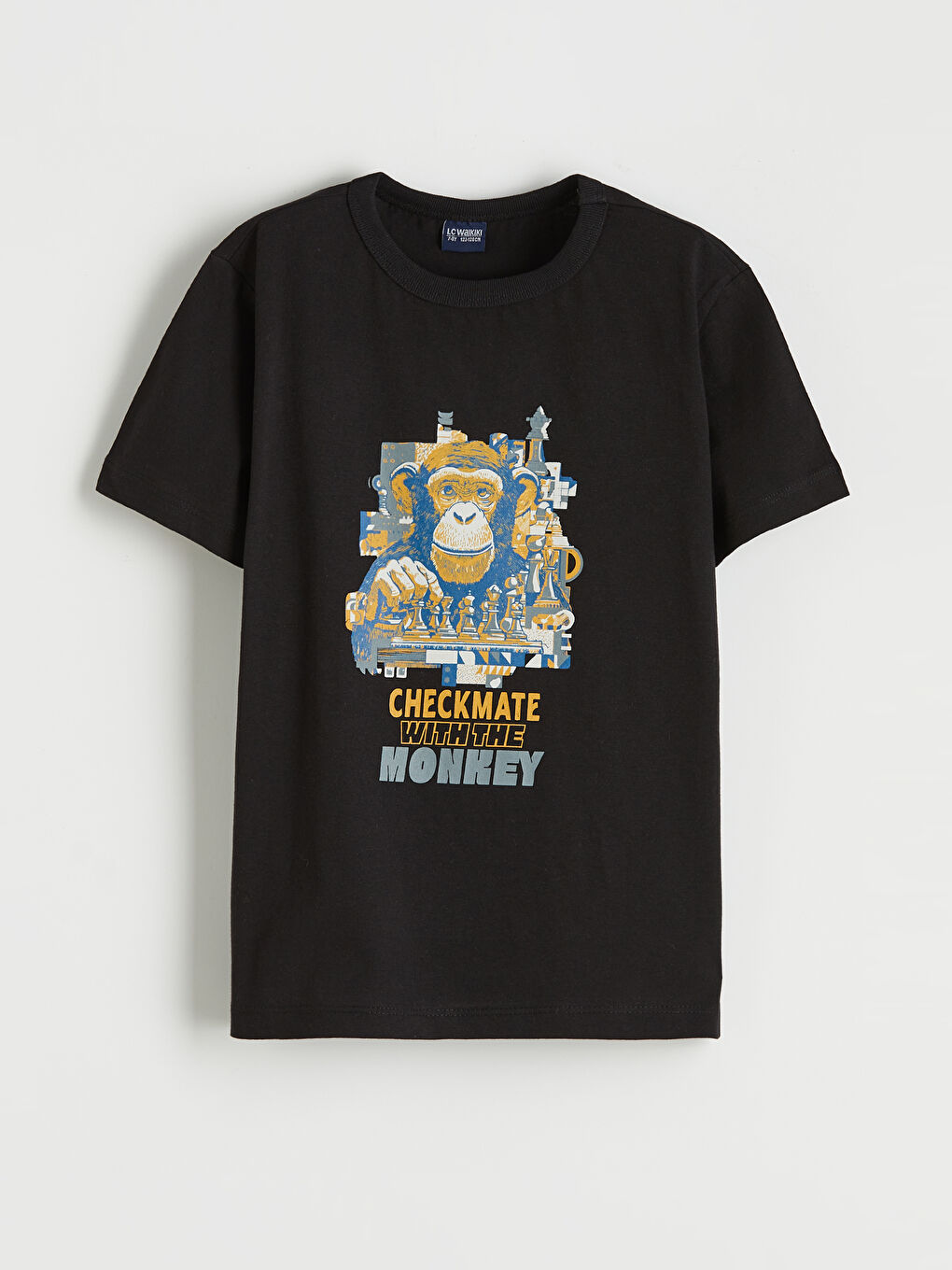 Siyah Bol Fit Erkek Çocuk Baskılı Tişört