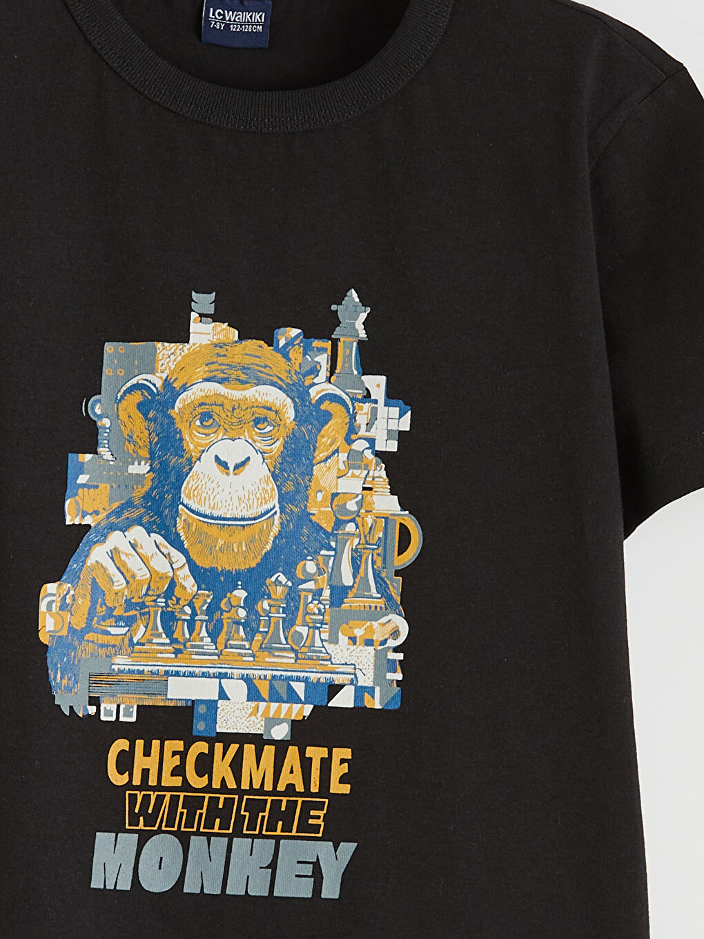 Siyah Bol Fit Erkek Çocuk Baskılı Tişört-2