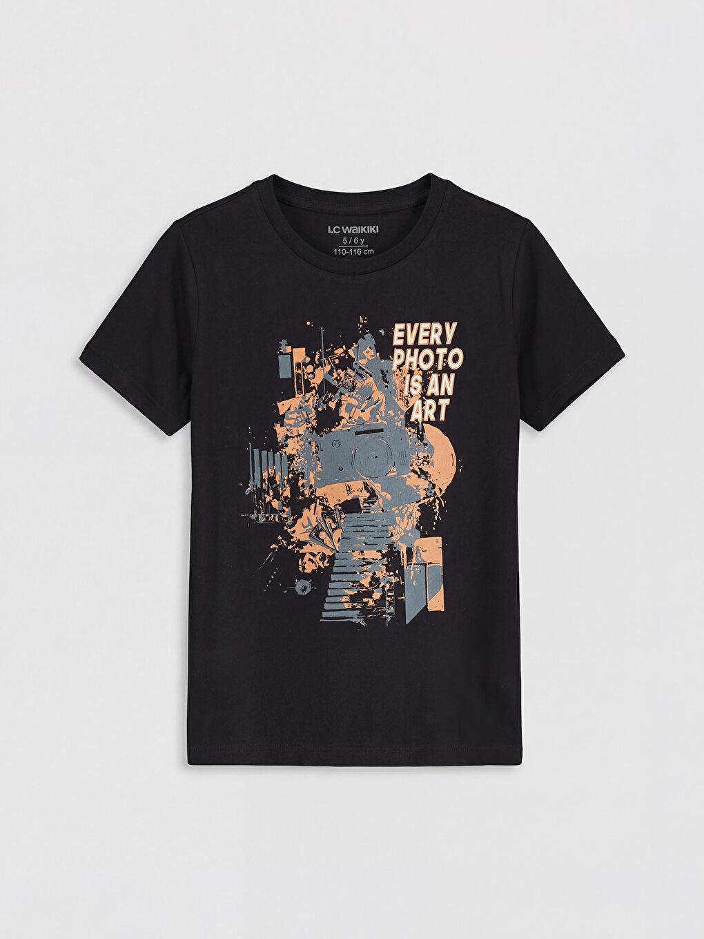 Siyah Baskılı Erkek Çocuk Tişört-0