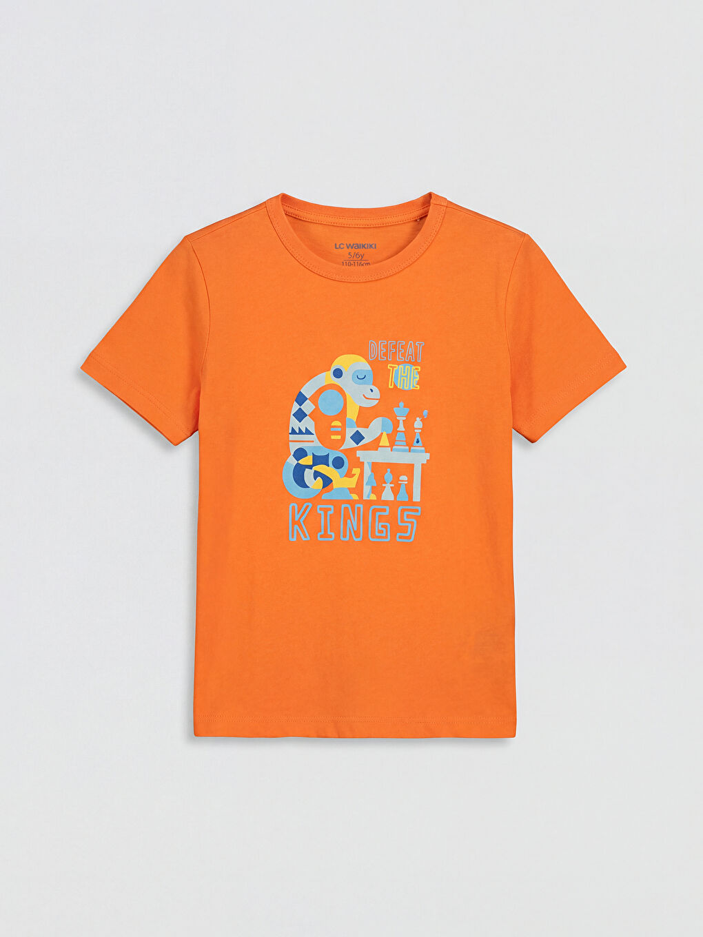 Turuncu Bisiklet Yaka Baskılı Erkek Çocuk Tişört