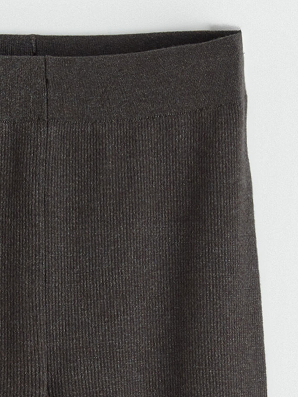 Antrasit Beli Lastikli Geniş Paça Triko Kadın Pantolon-5