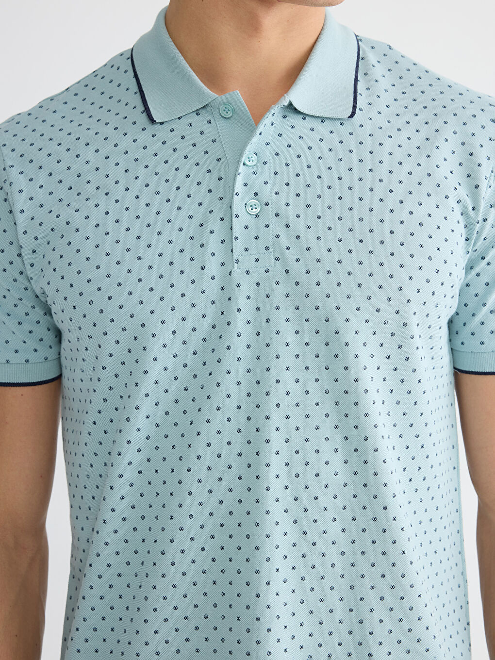 Polo Neck Patterned Pique Men's T-Shirt-2