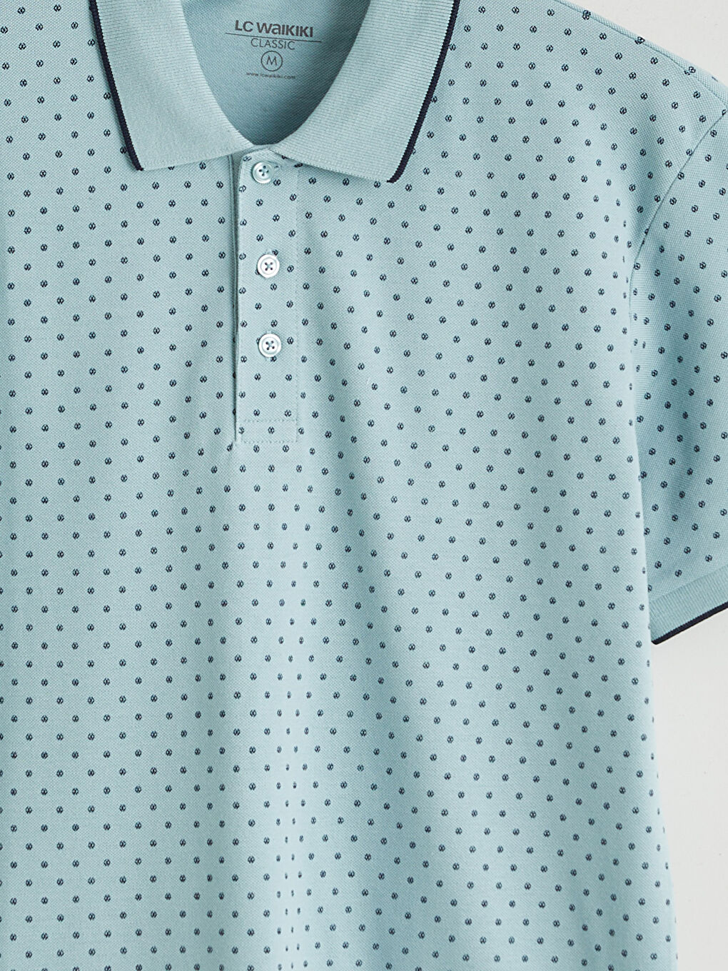 Yeşil Polo Yaka Desenli Pike Erkek Tişört-1