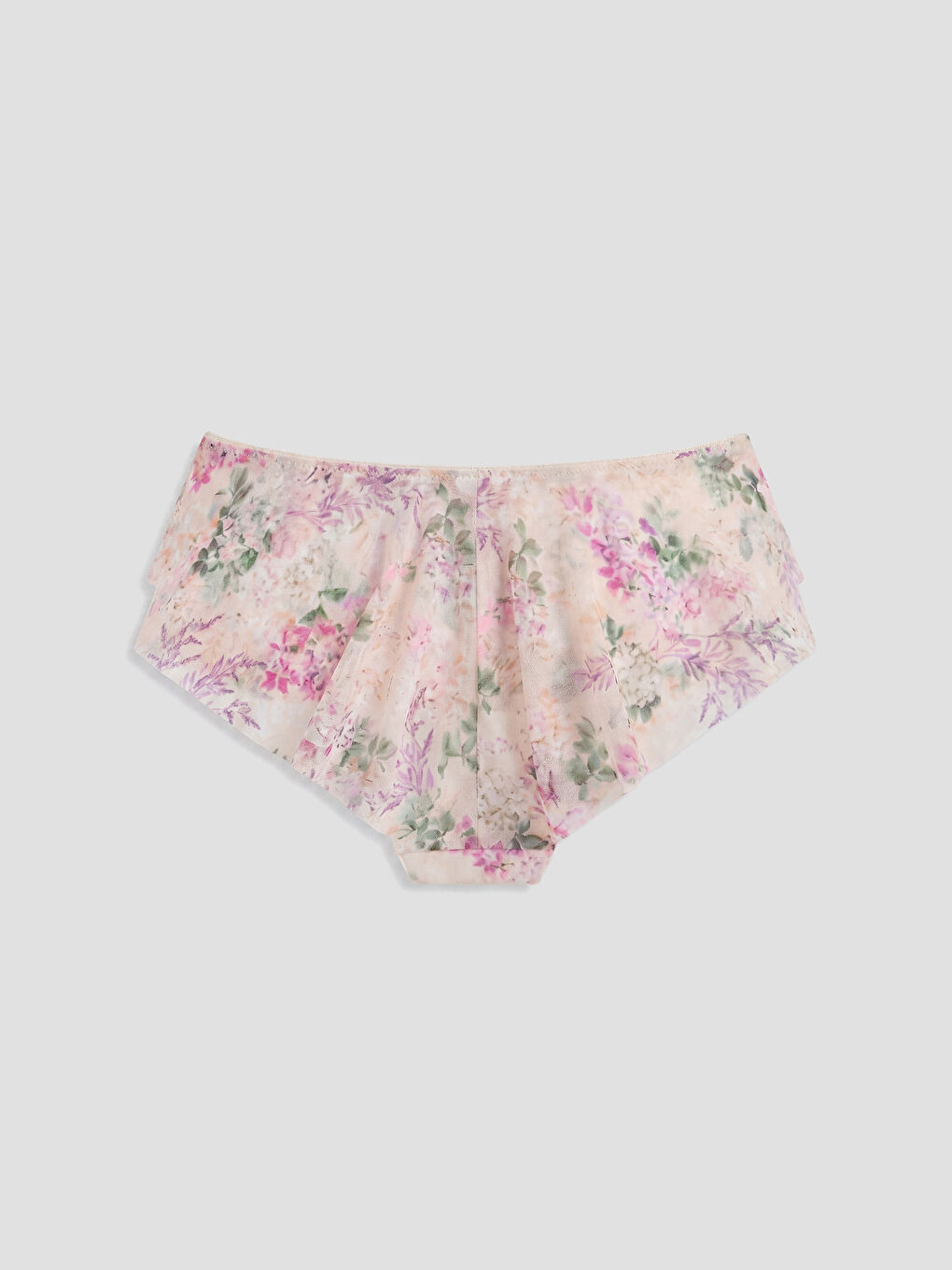 Ekru Çiçekli Fırfırlı Fantezi Brazilian Külot-1