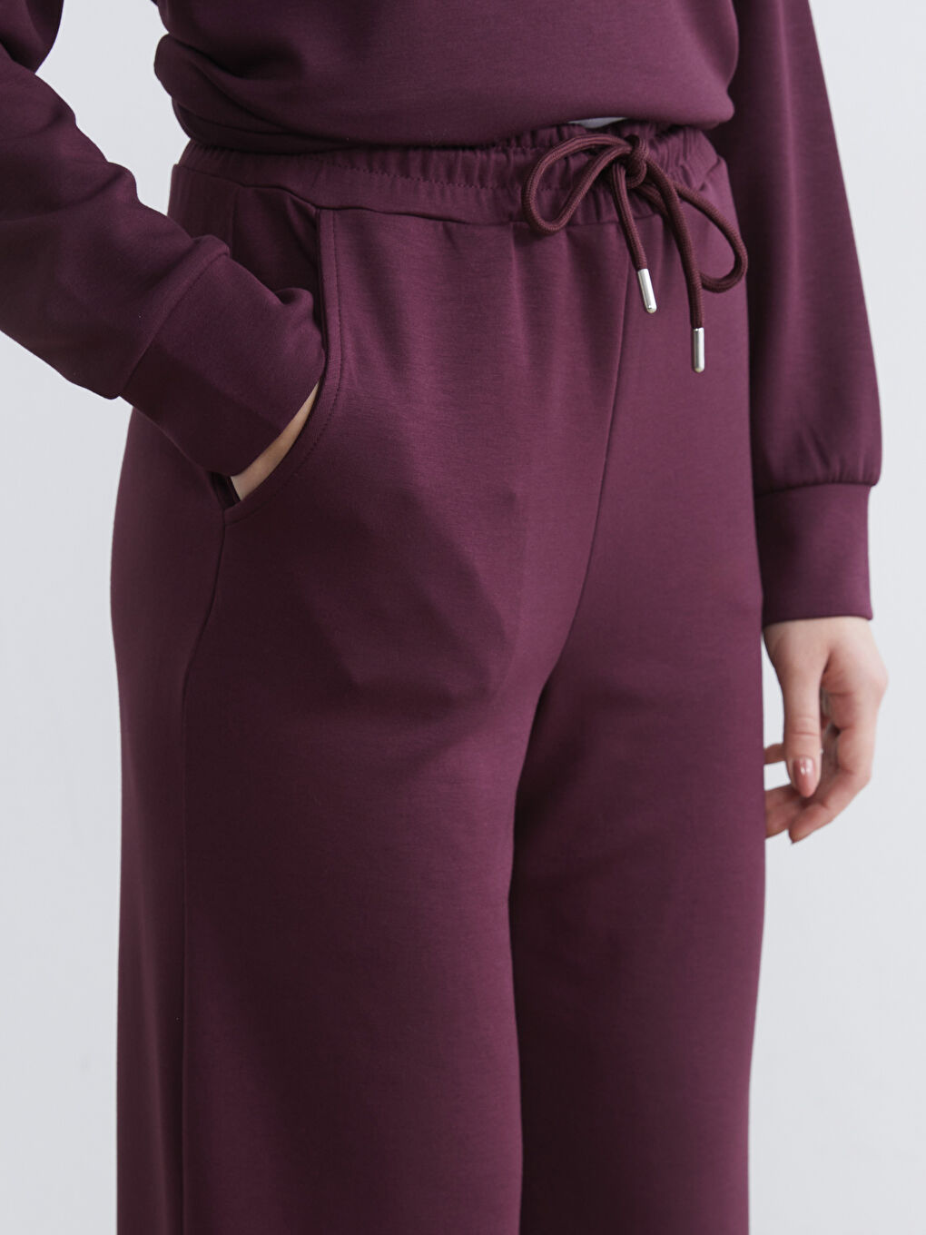 Mürdüm Beli Lastikli Soft Touch Kadın Eşofman Altı-2