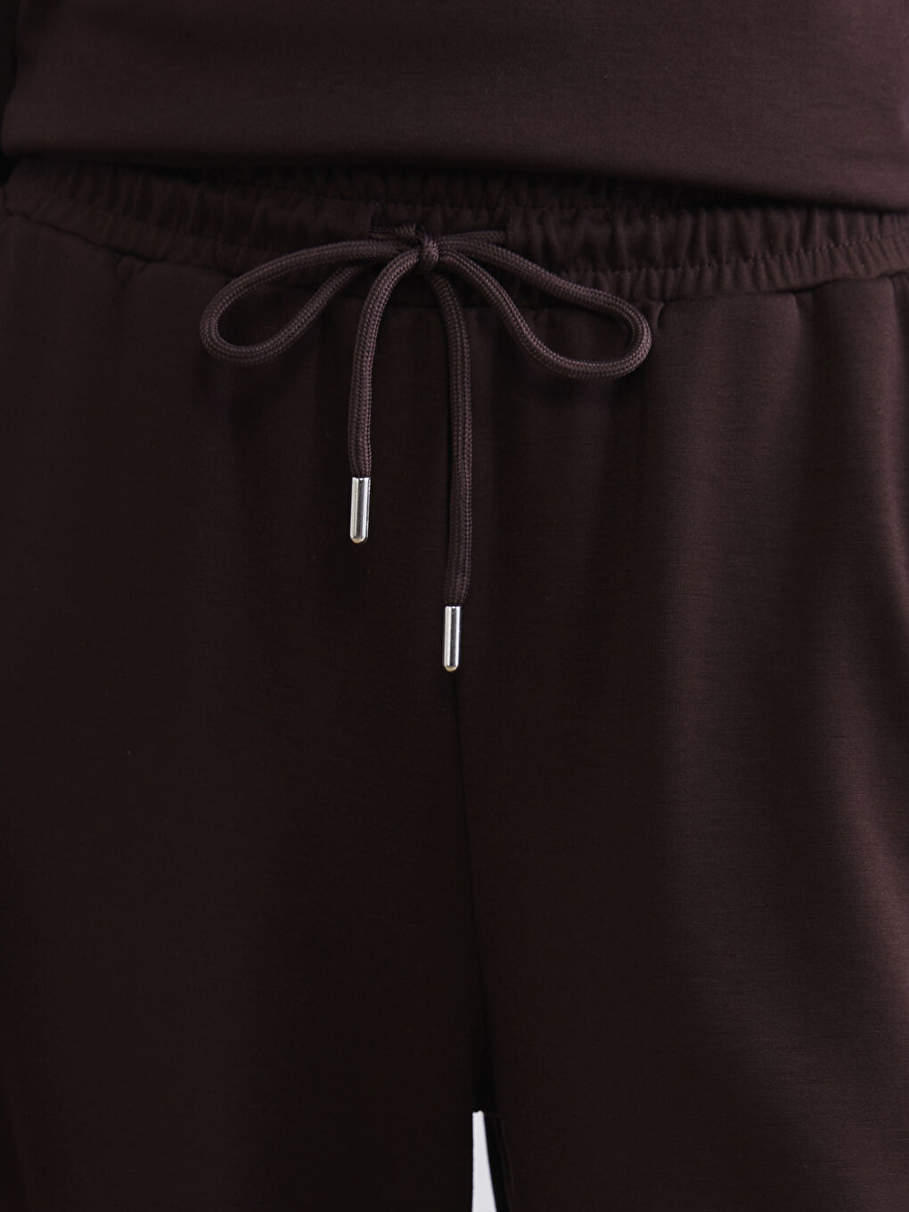 Kahverengi Beli Lastikli Soft Touch Kadın Eşofman Altı	-2